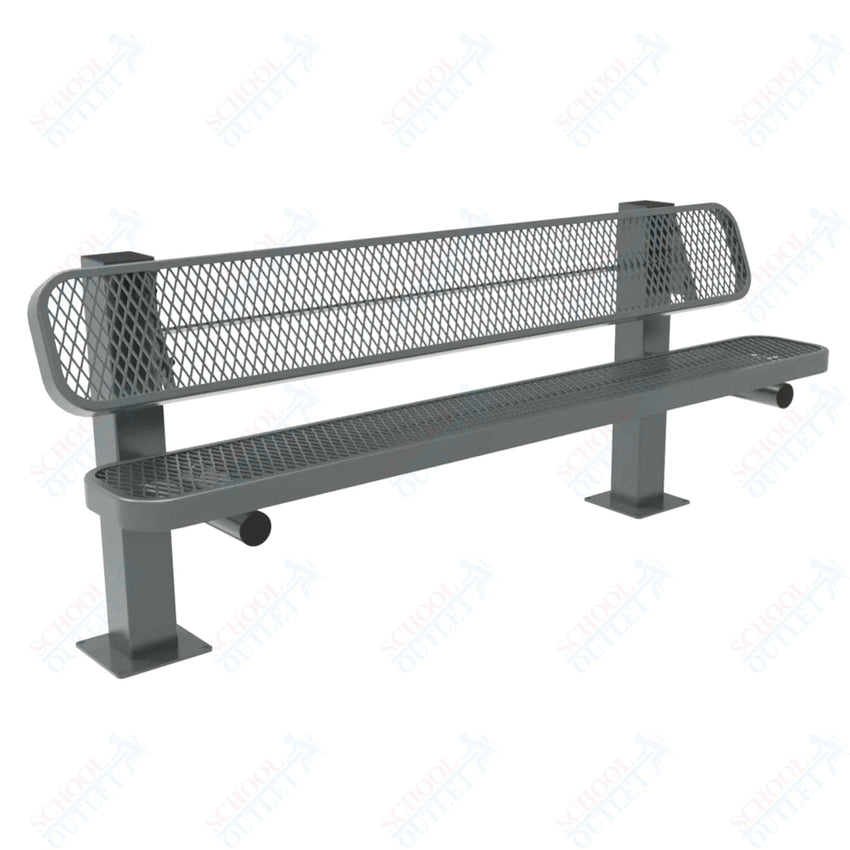 MyTcoat - Single Pedstal Outdoor Bench with Back - Surface Mount 6' L (MYT - BRT06 - 62) - SchoolOutlet