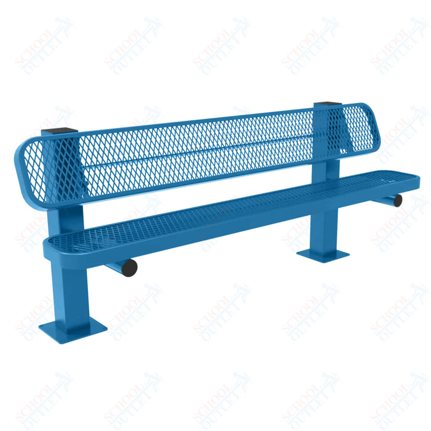 MyTcoat - Single Pedstal Outdoor Bench with Back - Surface Mount 6' L (MYT - BRT06 - 62) - SchoolOutlet