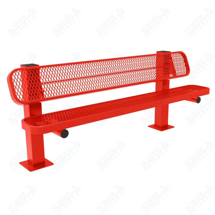 MyTcoat - Single Pedstal Outdoor Bench with Back - Surface Mount 6' L (MYT - BRT06 - 62) - SchoolOutlet