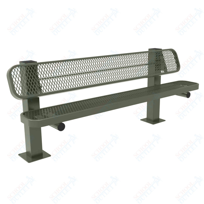 MyTcoat - Single Pedstal Outdoor Bench with Back - Surface Mount 6' L (MYT - BRT06 - 62) - SchoolOutlet