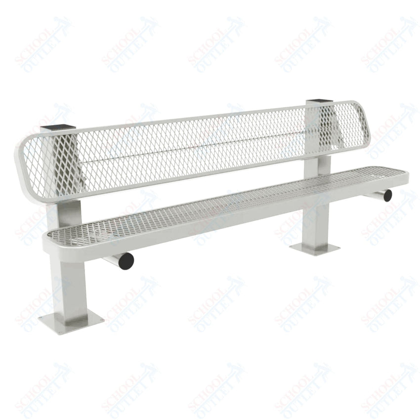 MyTcoat - Single Pedstal Outdoor Bench with Back - Surface Mount 6' L (MYT - BRT06 - 62) - SchoolOutlet