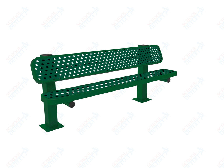 MyTcoat - Single Pedstal Outdoor Bench with Back - Surface Mount 6' L (MYT - BRT06 - 62) - SchoolOutlet