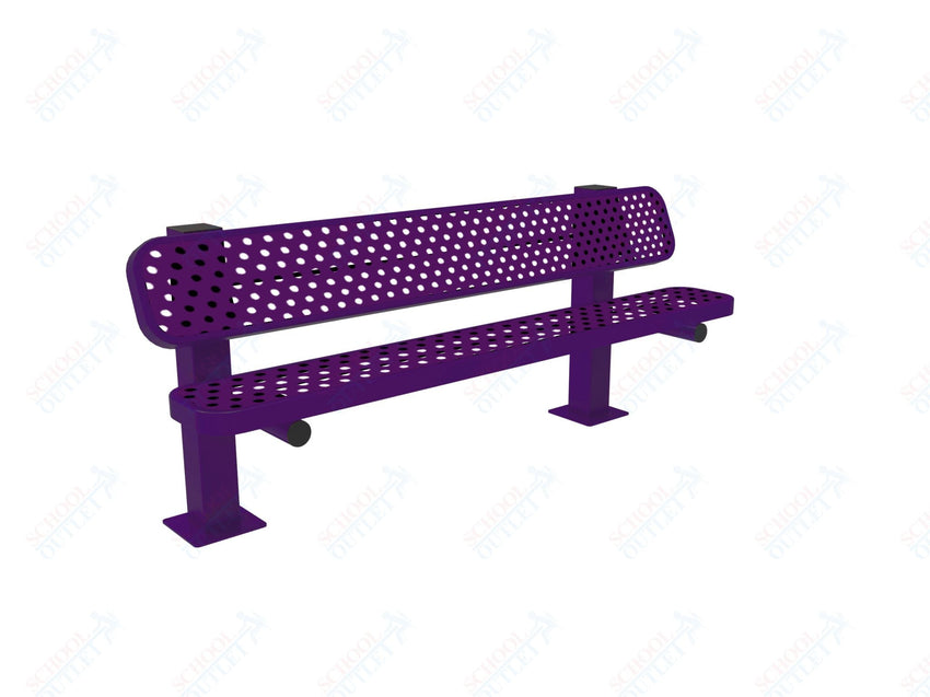 MyTcoat - Single Pedstal Outdoor Bench with Back - Surface Mount 6' L (MYT - BRT06 - 62) - SchoolOutlet