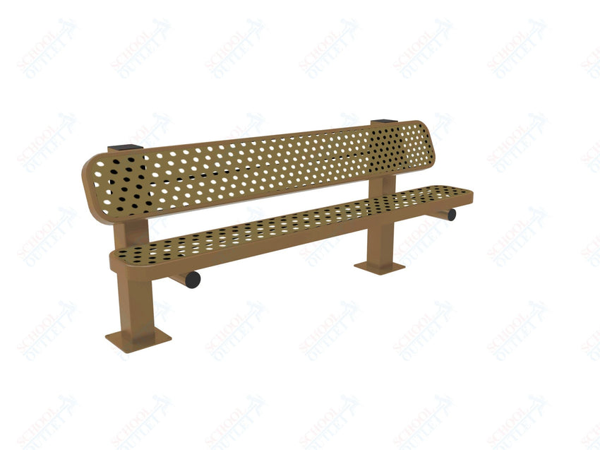 MyTcoat - Single Pedstal Outdoor Bench with Back - Surface Mount 6' L (MYT - BRT06 - 62) - SchoolOutlet