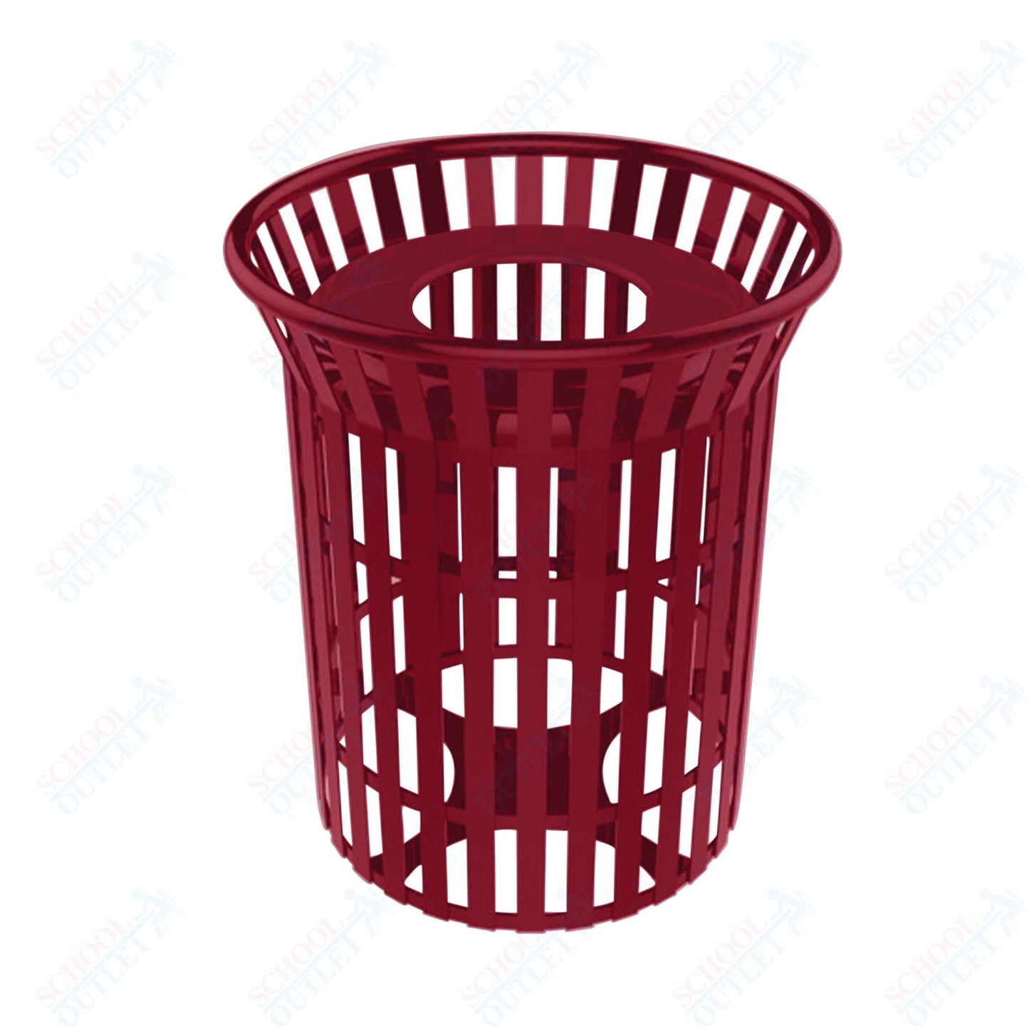MyTcoat - 32 Gallon Skyline Trash Receptacle with Flared Top - Flattop and Liner - Strap Metal 30" Diameter x 35.25" H (MYT - RSL32) - SchoolOutlet