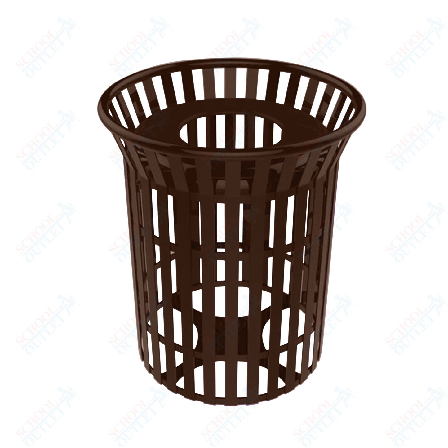 MyTcoat - 32 Gallon Skyline Trash Receptacle with Flared Top - Flattop and Liner - Strap Metal 30" Diameter x 35.25" H (MYT - RSL32) - SchoolOutlet