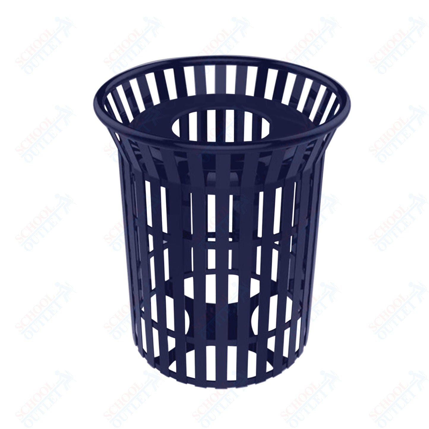 MyTcoat - 32 Gallon Skyline Trash Receptacle with Flared Top - Flattop and Liner - Strap Metal 30" Diameter x 35.25" H (MYT - RSL32) - SchoolOutlet