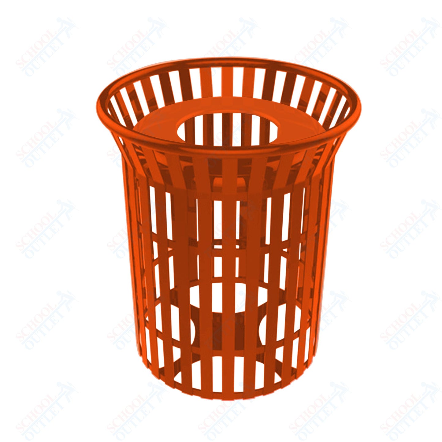 MyTcoat - 32 Gallon Skyline Trash Receptacle with Flared Top - Flattop and Liner - Strap Metal 30" Diameter x 35.25" H (MYT - RSL32) - SchoolOutlet