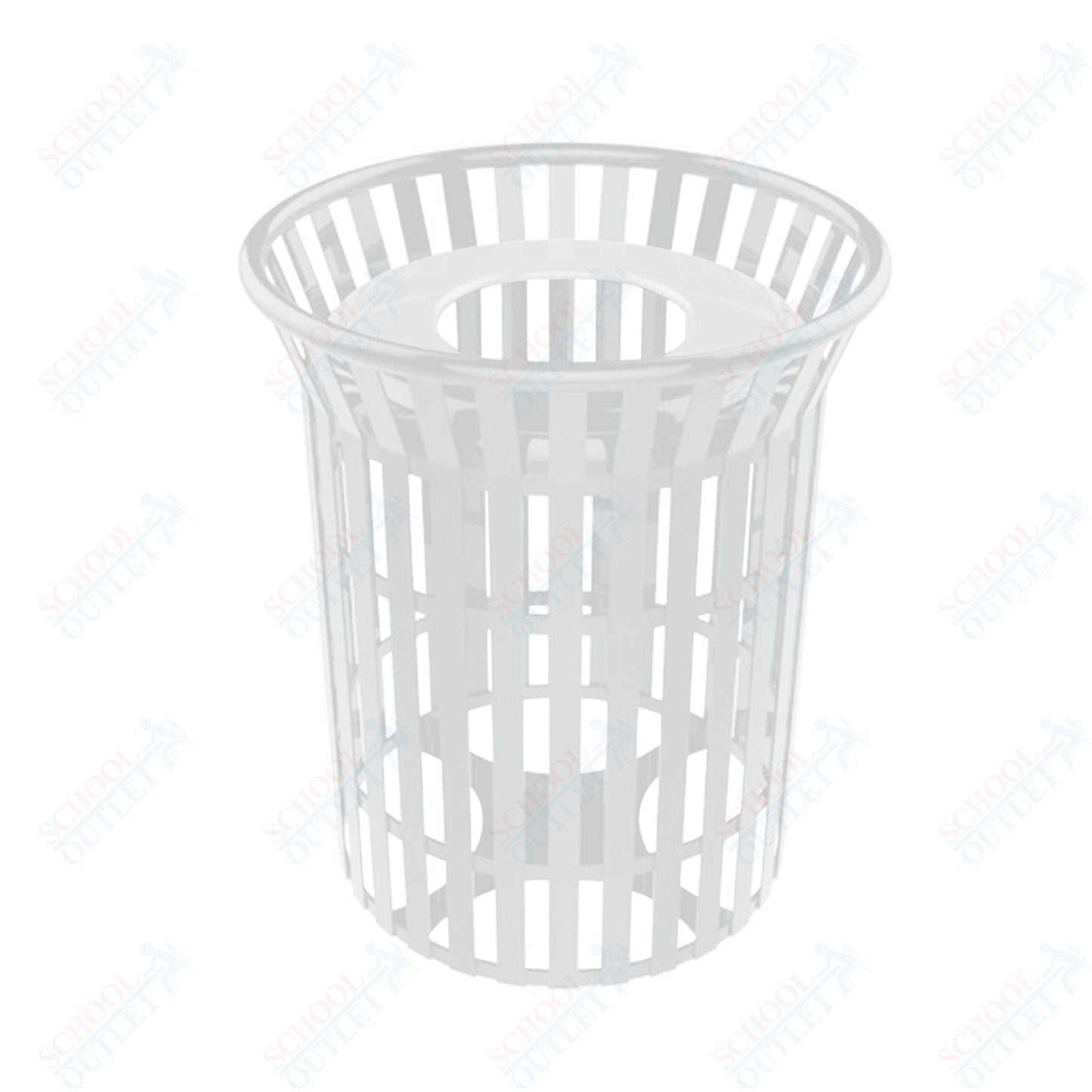 MyTcoat - 32 Gallon Skyline Trash Receptacle with Flared Top - Flattop and Liner - Strap Metal 30" Diameter x 35.25" H (MYT - RSL32) - SchoolOutlet