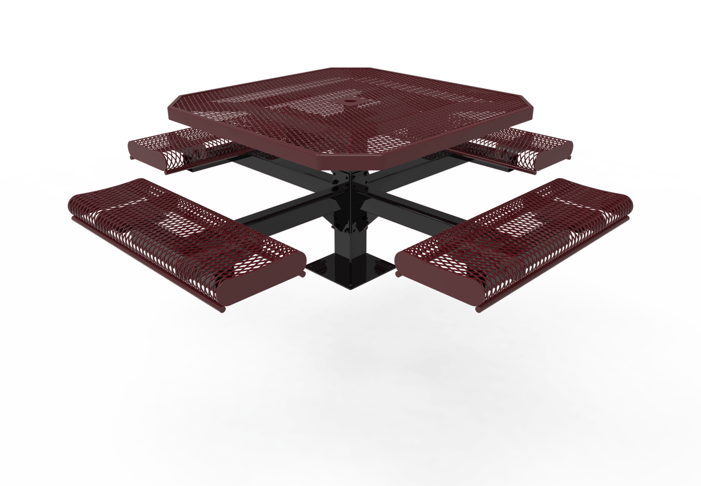 MyTcoat MYT-TOR46-13 46″ Octagon Pedestal Picnic Table with Rolled Seats and Surface Mount (80.5"W x 80.5"D x 30"H) - SchoolOutlet