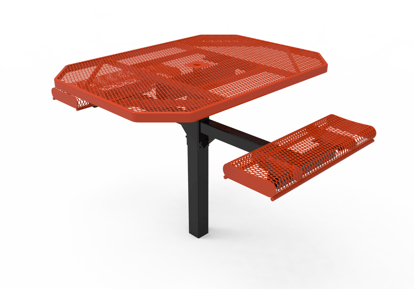 MyTcoat MYT-TOR46-16-012 46″ Octagon Pedestal Picnic Table with Rolled Seats and Inground Mount, 2 Seat and Alternate ADA Accessible (80.5"W x 63"D x 30"H) - SchoolOutlet