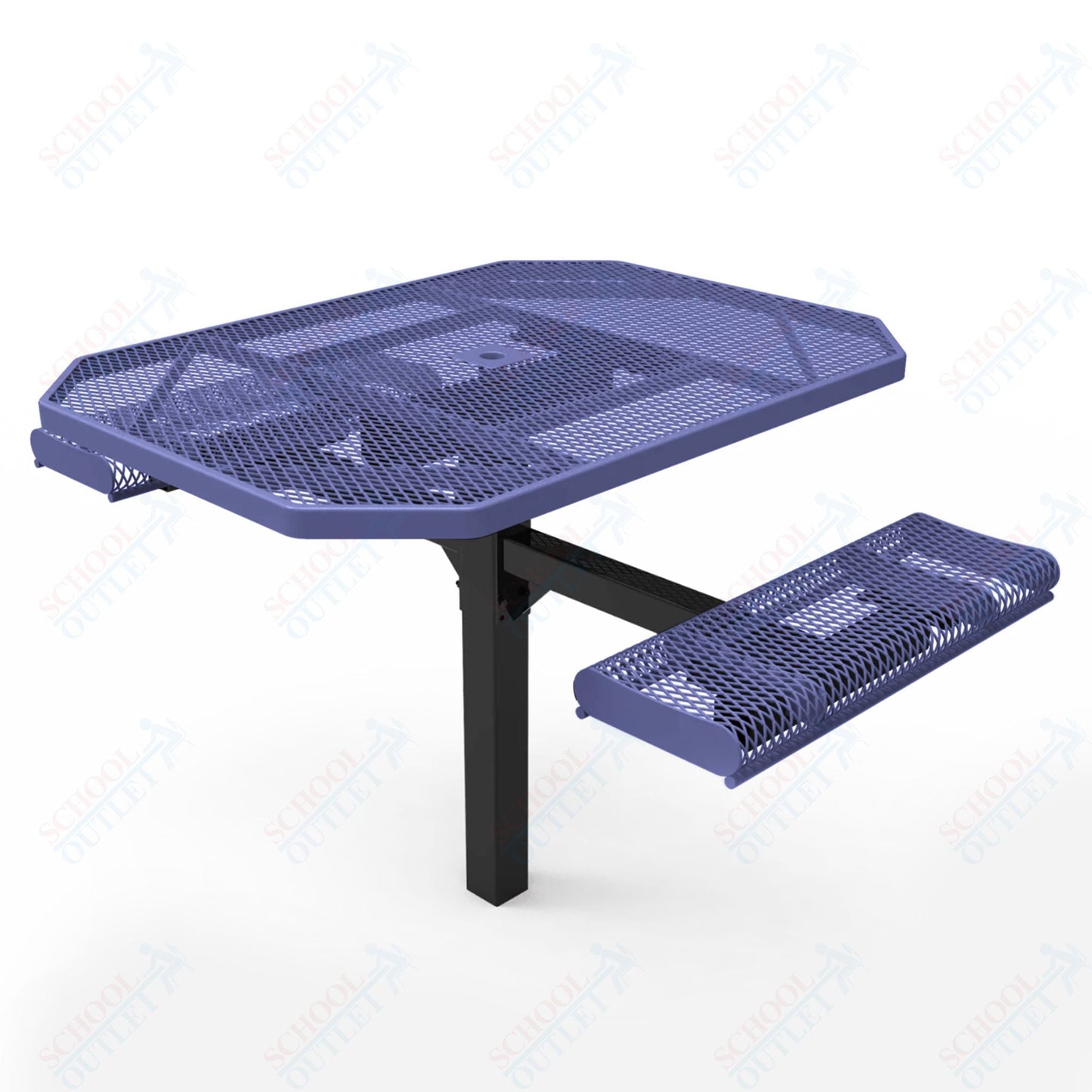 MyTcoat MYT - TOR46 - 16 - 012 46″ Octagon Pedestal Picnic Table with Rolled Seats and Inground Mount, 2 Seat and Alternate ADA Accessible (80.5"W x 63"D x 30"H) - SchoolOutlet