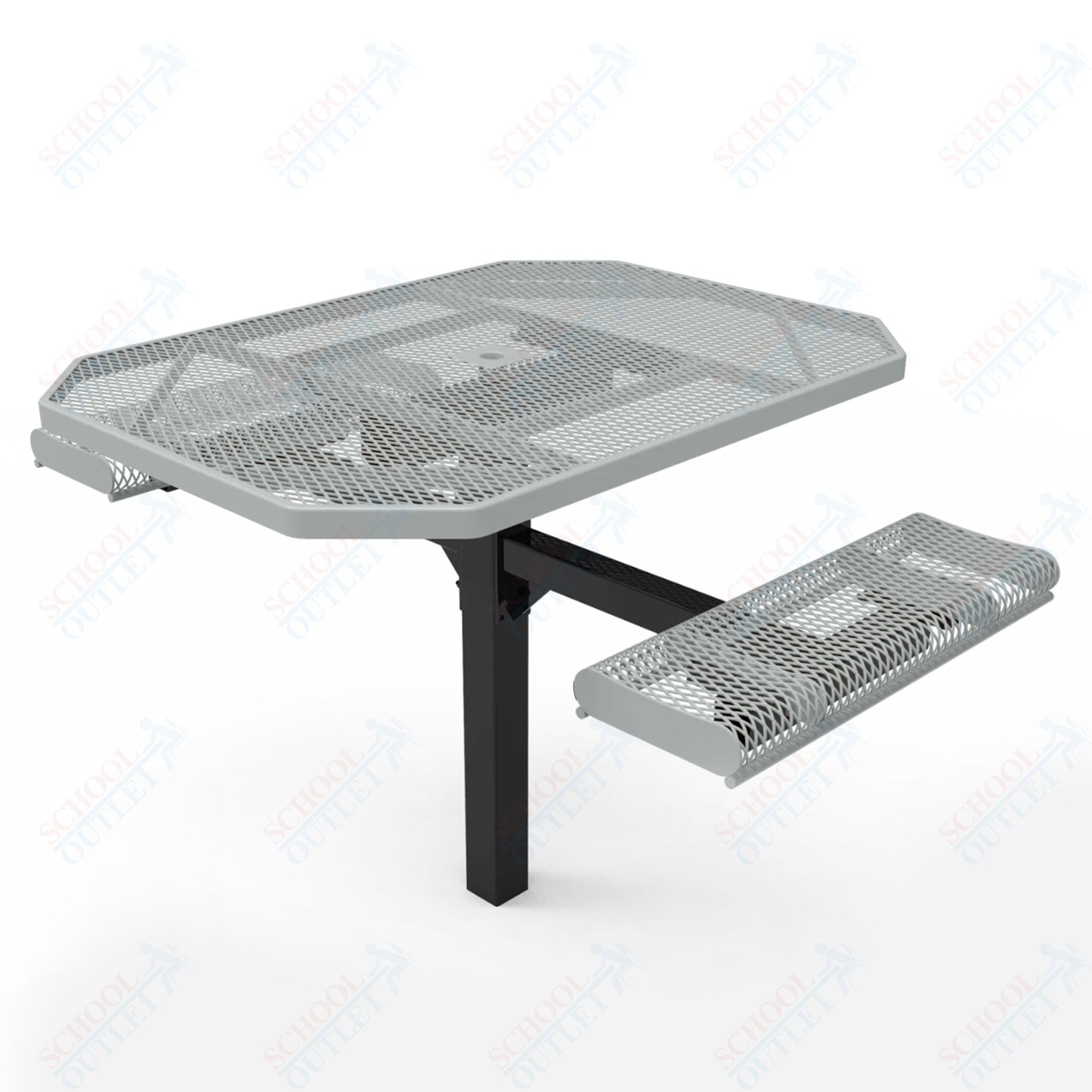 MyTcoat MYT - TOR46 - 16 - 012 46″ Octagon Pedestal Picnic Table with Rolled Seats and Inground Mount, 2 Seat and Alternate ADA Accessible (80.5"W x 63"D x 30"H) - SchoolOutlet