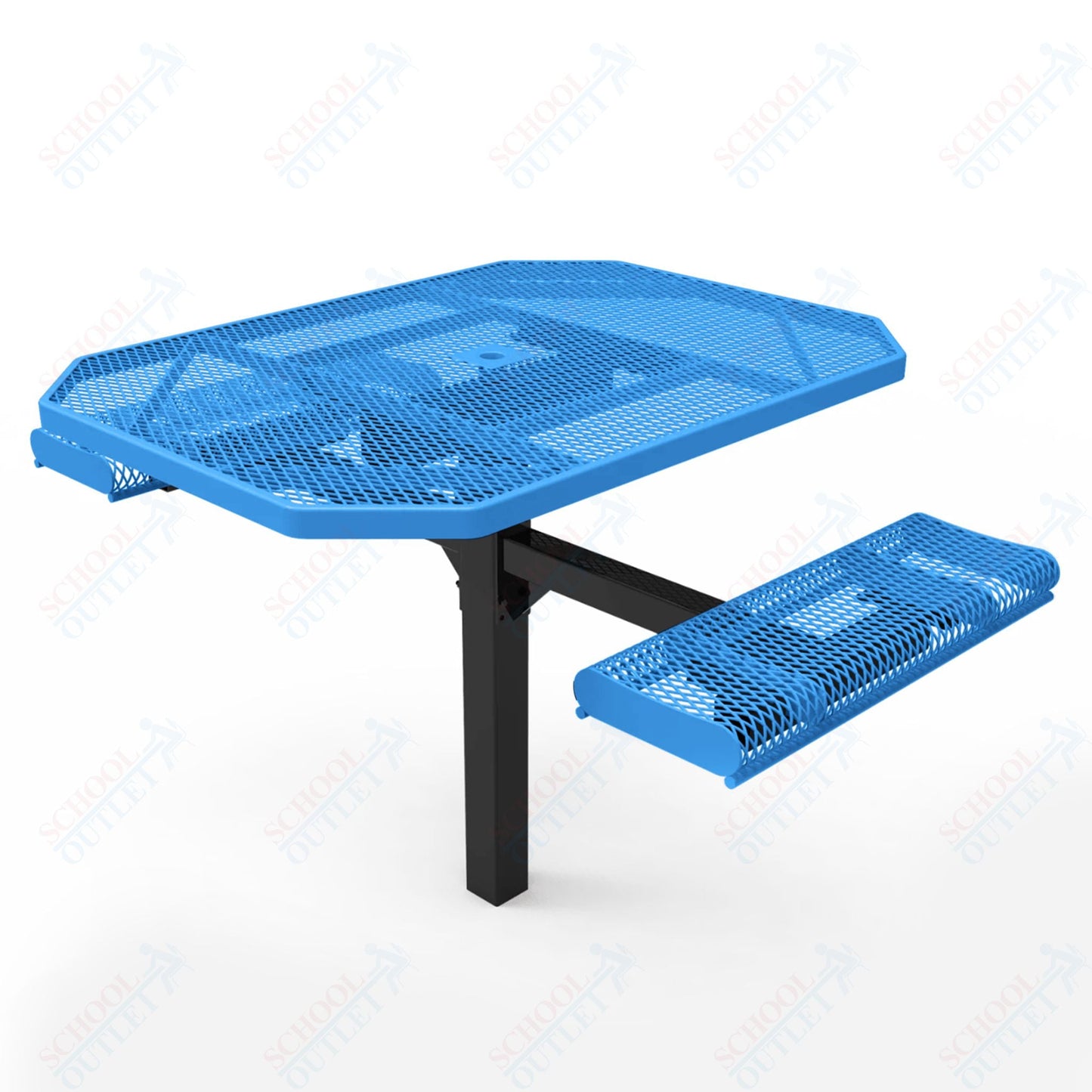 MyTcoat MYT - TOR46 - 16 - 012 46″ Octagon Pedestal Picnic Table with Rolled Seats and Inground Mount, 2 Seat and Alternate ADA Accessible (80.5"W x 63"D x 30"H) - SchoolOutlet