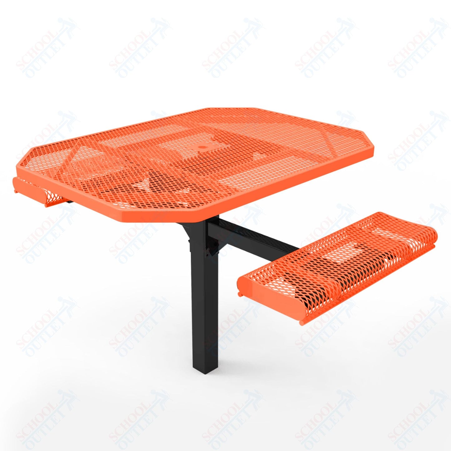 MyTcoat MYT - TOR46 - 16 - 012 46″ Octagon Pedestal Picnic Table with Rolled Seats and Inground Mount, 2 Seat and Alternate ADA Accessible (80.5"W x 63"D x 30"H) - SchoolOutlet