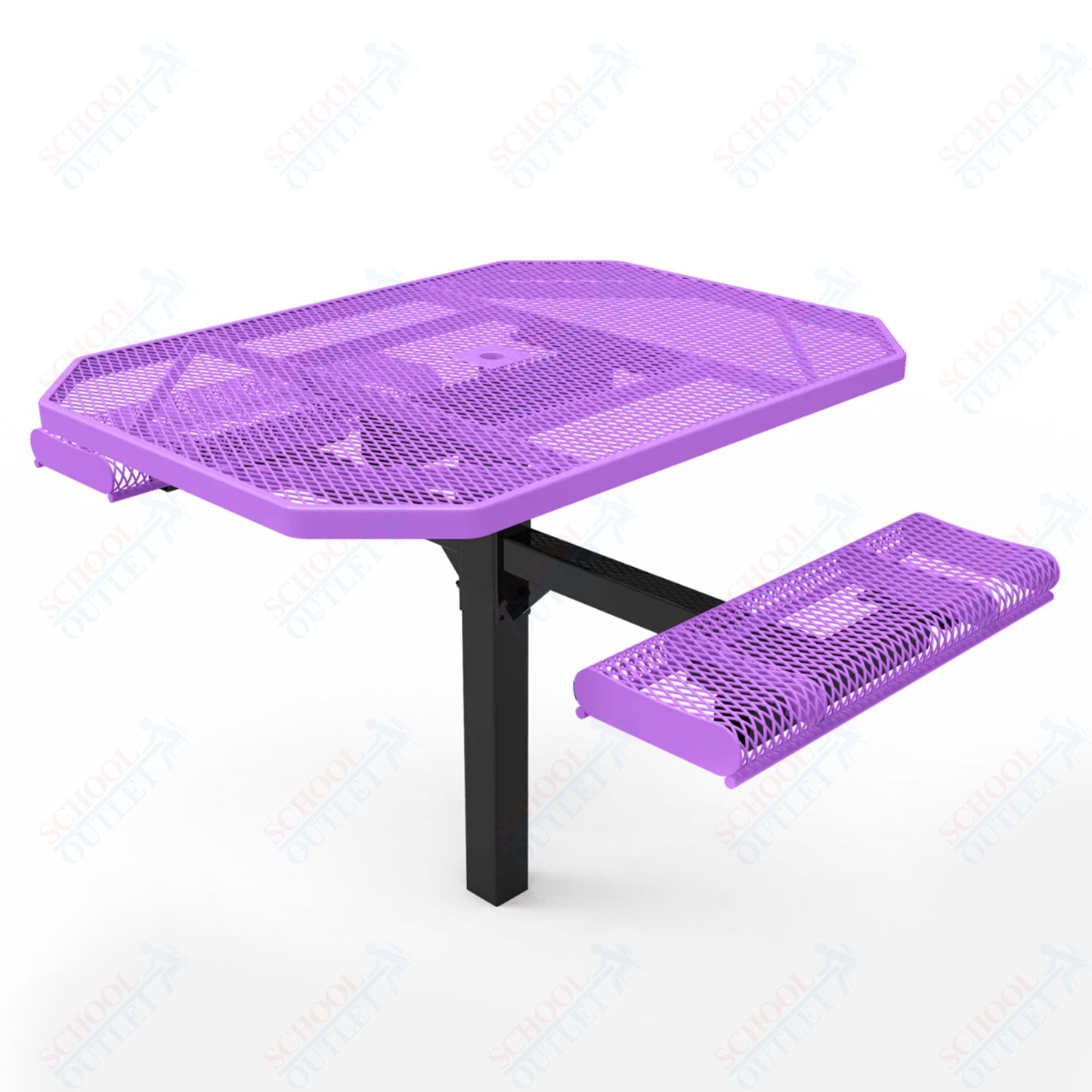 MyTcoat MYT - TOR46 - 16 - 012 46″ Octagon Pedestal Picnic Table with Rolled Seats and Inground Mount, 2 Seat and Alternate ADA Accessible (80.5"W x 63"D x 30"H) - SchoolOutlet