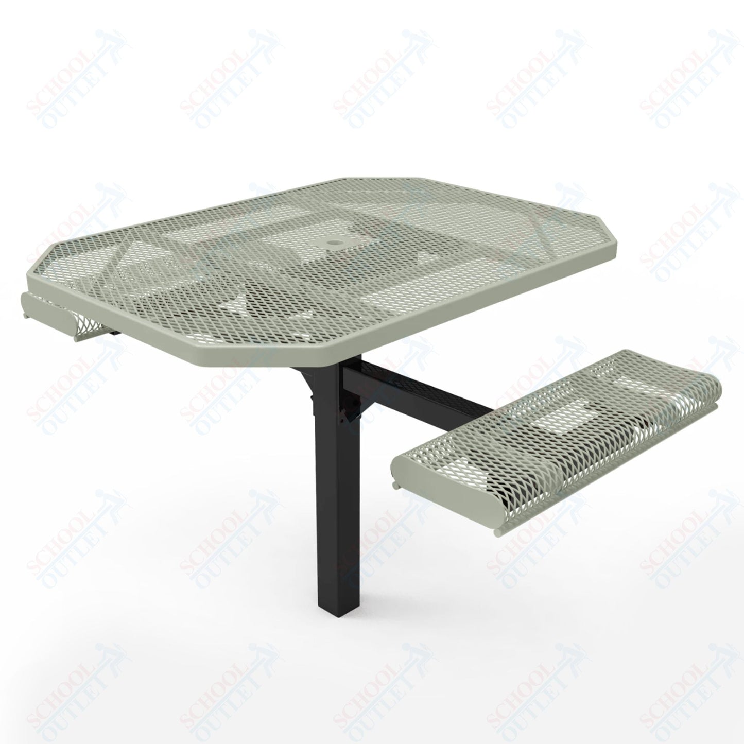 MyTcoat MYT - TOR46 - 16 - 012 46″ Octagon Pedestal Picnic Table with Rolled Seats and Inground Mount, 2 Seat and Alternate ADA Accessible (80.5"W x 63"D x 30"H) - SchoolOutlet