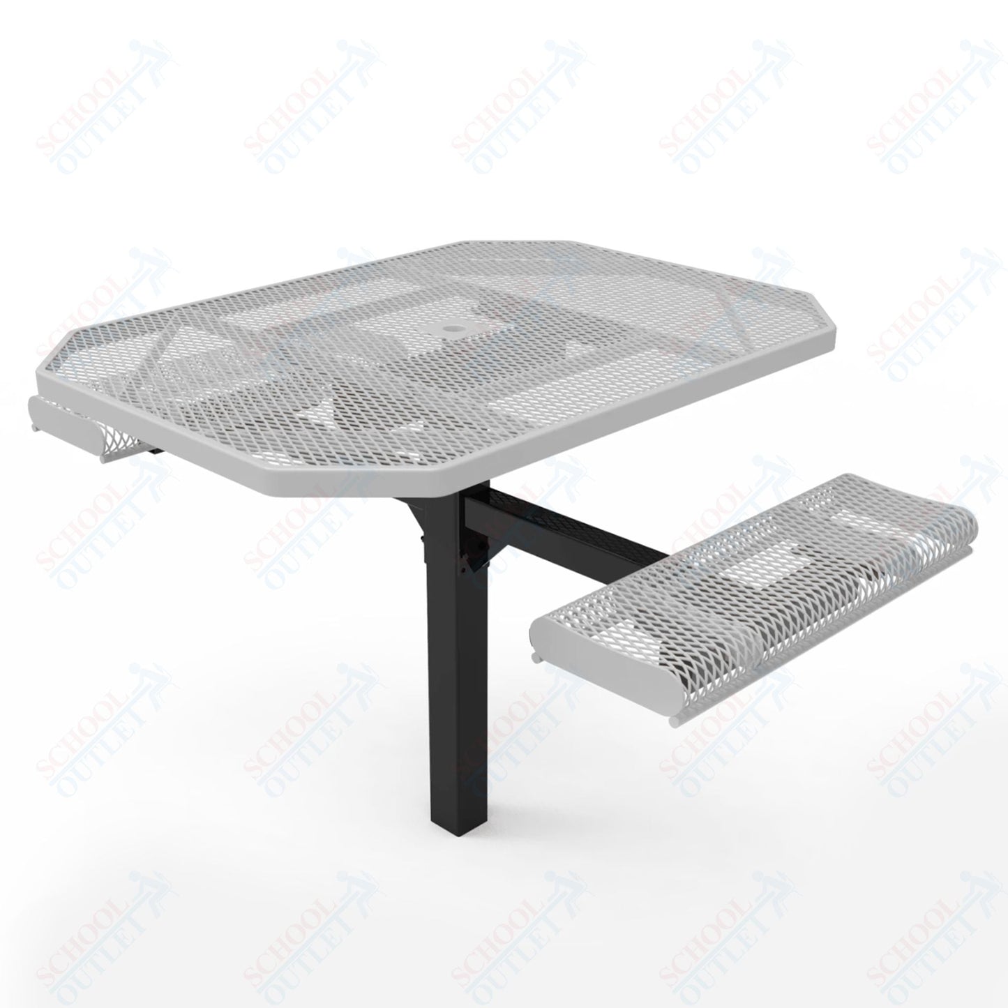 MyTcoat MYT - TOR46 - 16 - 012 46″ Octagon Pedestal Picnic Table with Rolled Seats and Inground Mount, 2 Seat and Alternate ADA Accessible (80.5"W x 63"D x 30"H) - SchoolOutlet