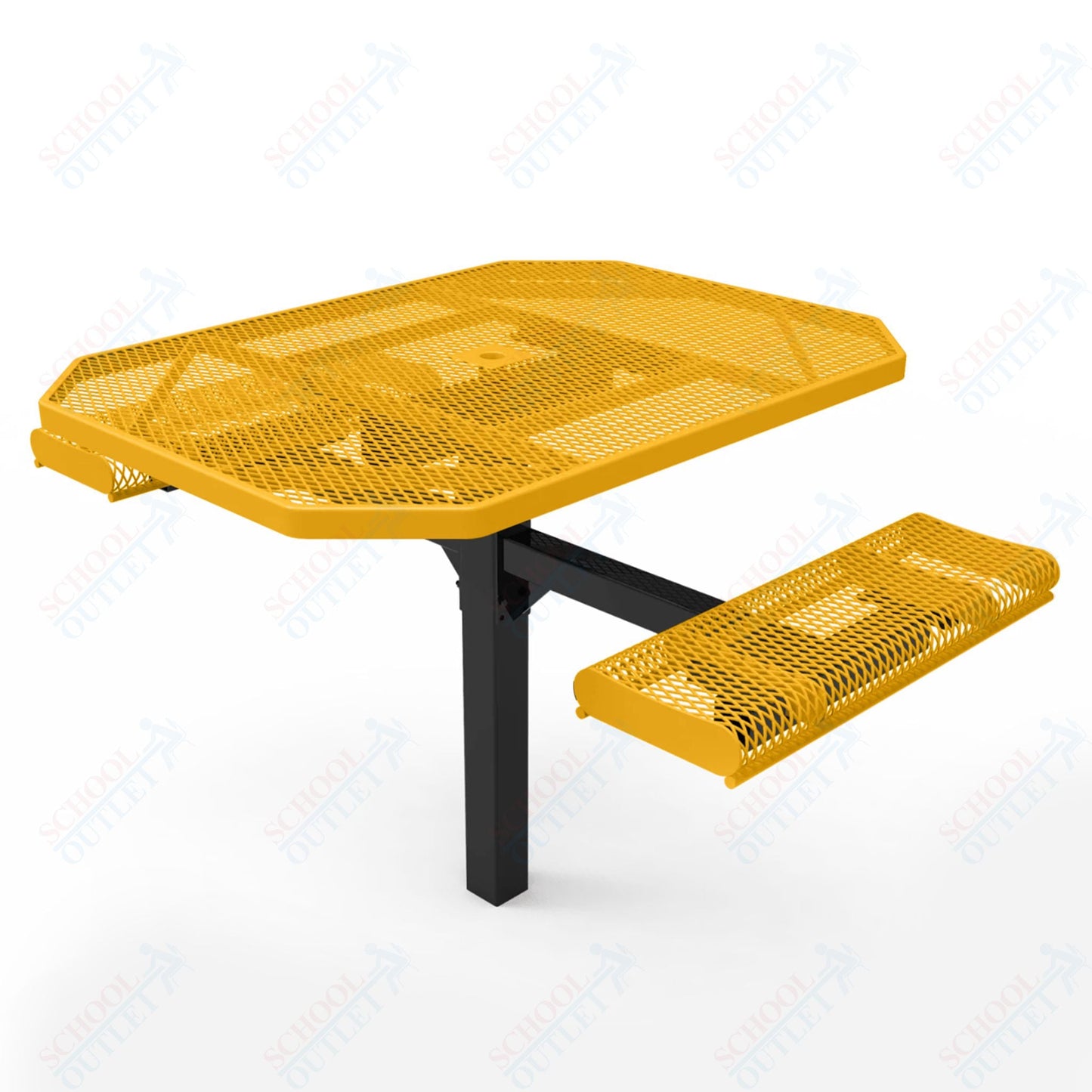 MyTcoat MYT - TOR46 - 16 - 012 46″ Octagon Pedestal Picnic Table with Rolled Seats and Inground Mount, 2 Seat and Alternate ADA Accessible (80.5"W x 63"D x 30"H) - SchoolOutlet