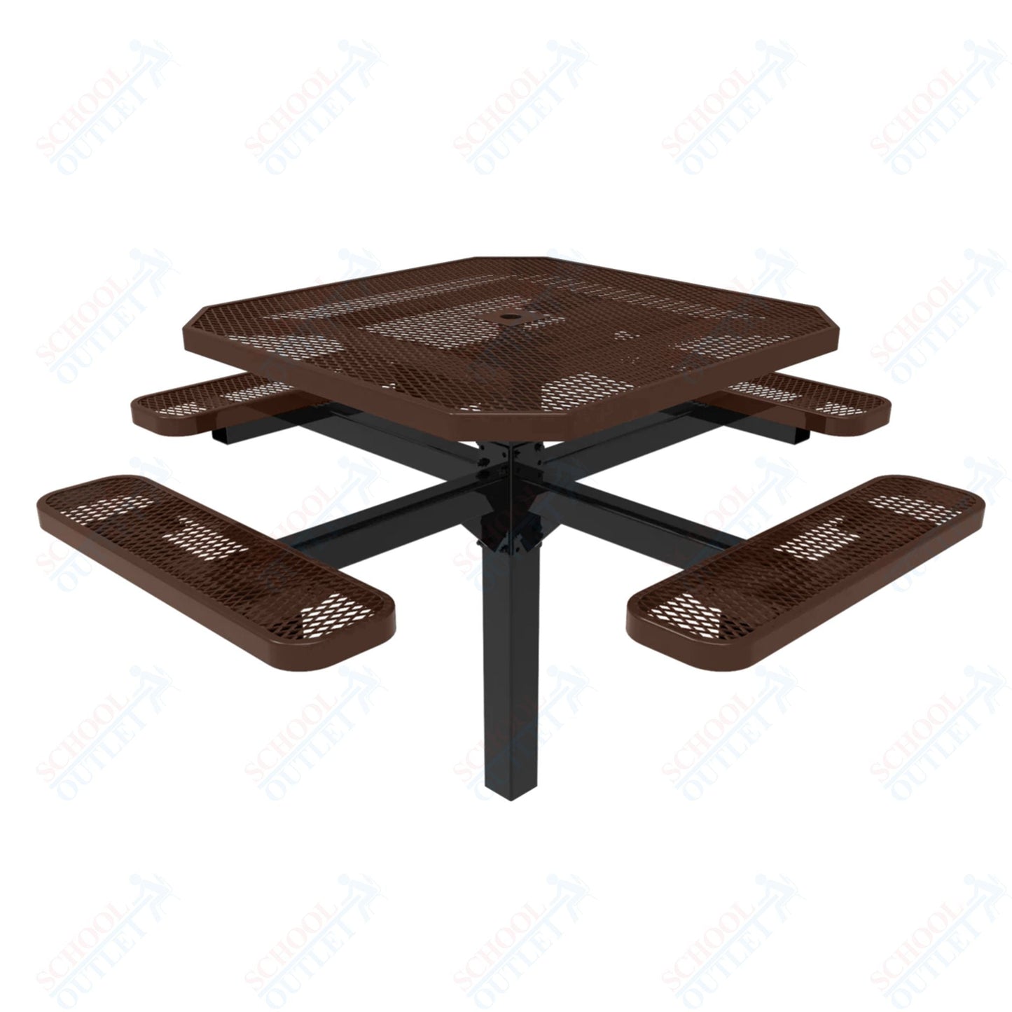 MyTcoat MYT - TOT46 - 12 46" Octagon Pedestal Picnic Table with Inground Mount (76"W x 76"D x 30"H) - SchoolOutlet