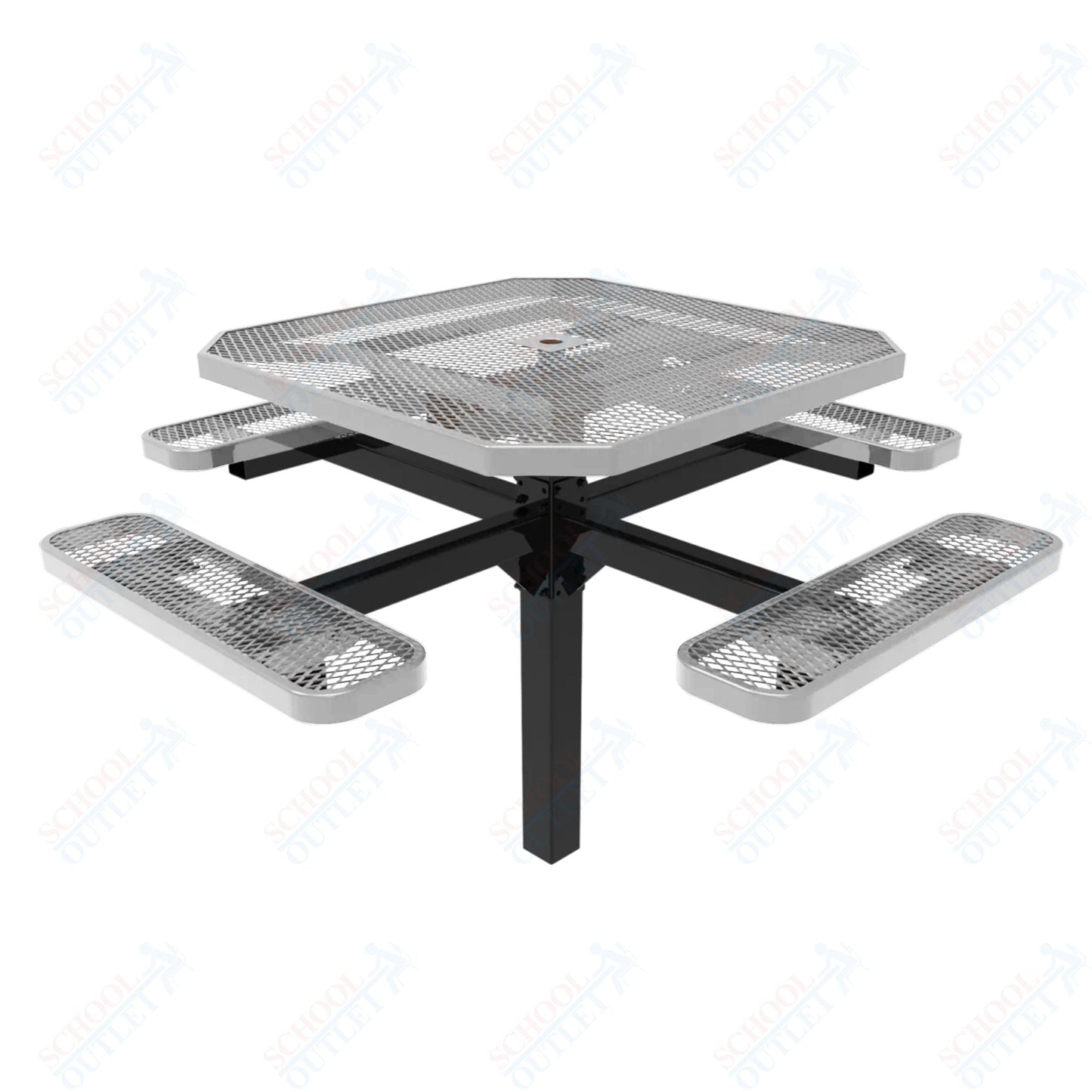 MyTcoat MYT - TOT46 - 12 46" Octagon Pedestal Picnic Table with Inground Mount (76"W x 76"D x 30"H) - SchoolOutlet