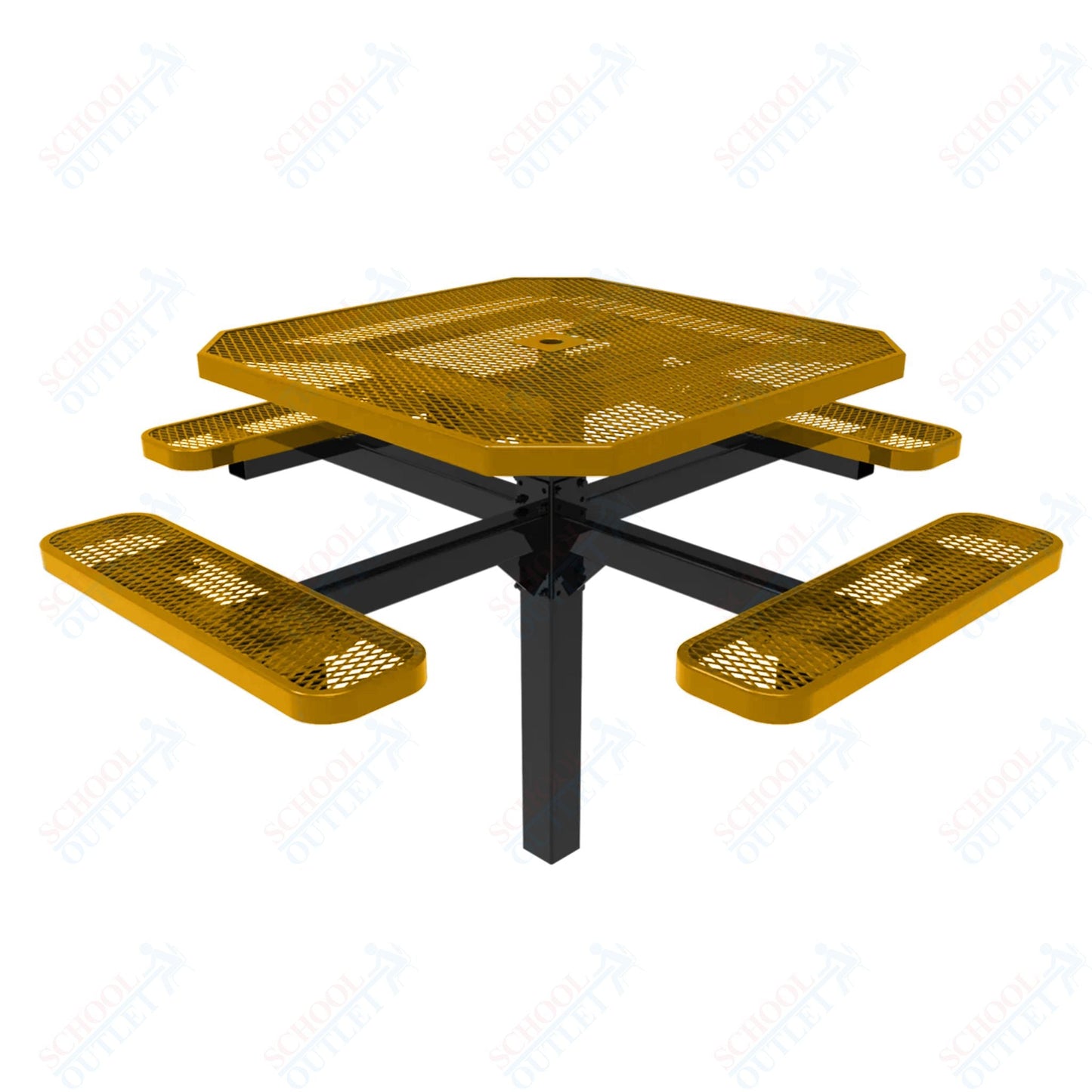 MyTcoat MYT - TOT46 - 12 46" Octagon Pedestal Picnic Table with Inground Mount (76"W x 76"D x 30"H) - SchoolOutlet