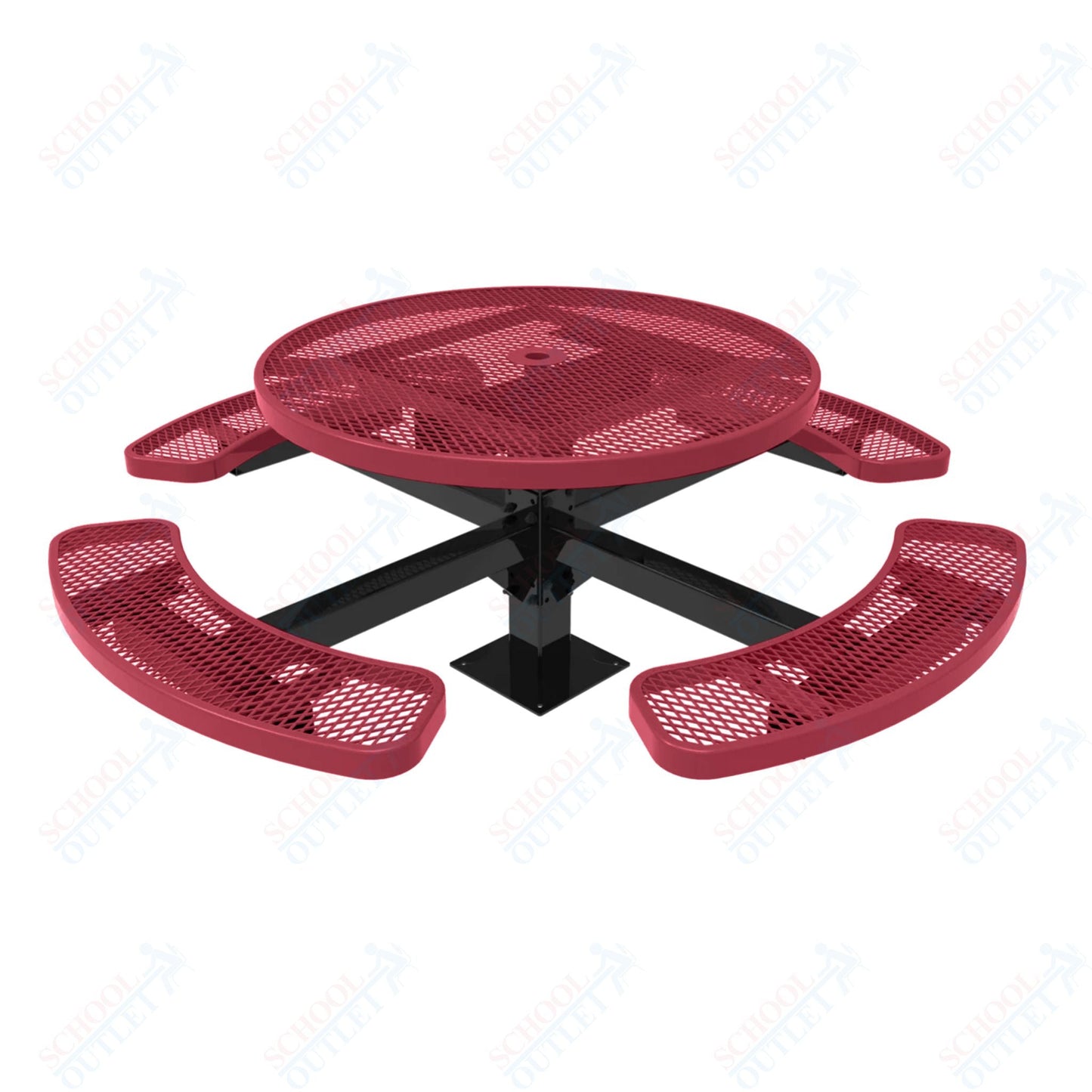 MyTcoat MYT - TRD46 - 13 46" Round Pedestal Picnic Table with Surface Mount (30"H) - SchoolOutlet
