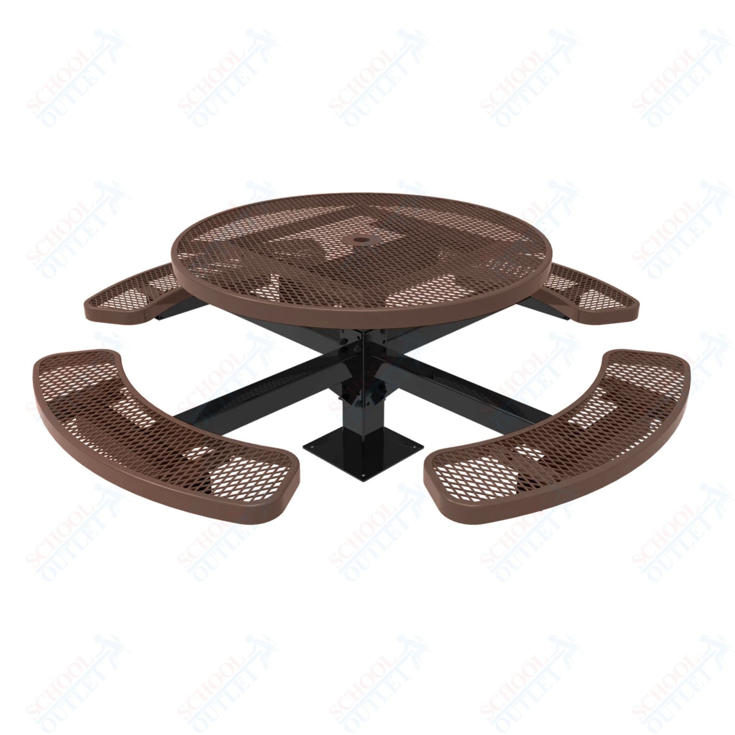 MyTcoat MYT - TRD46 - 13 46" Round Pedestal Picnic Table with Surface Mount (30"H) - SchoolOutlet
