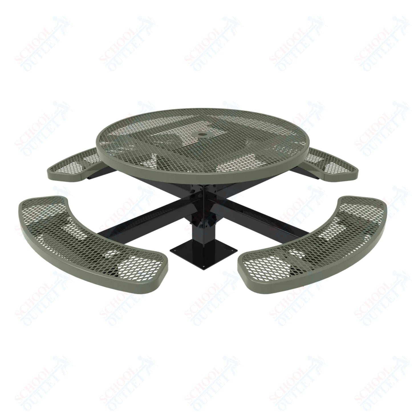 MyTcoat MYT - TRD46 - 13 46" Round Pedestal Picnic Table with Surface Mount (30"H) - SchoolOutlet