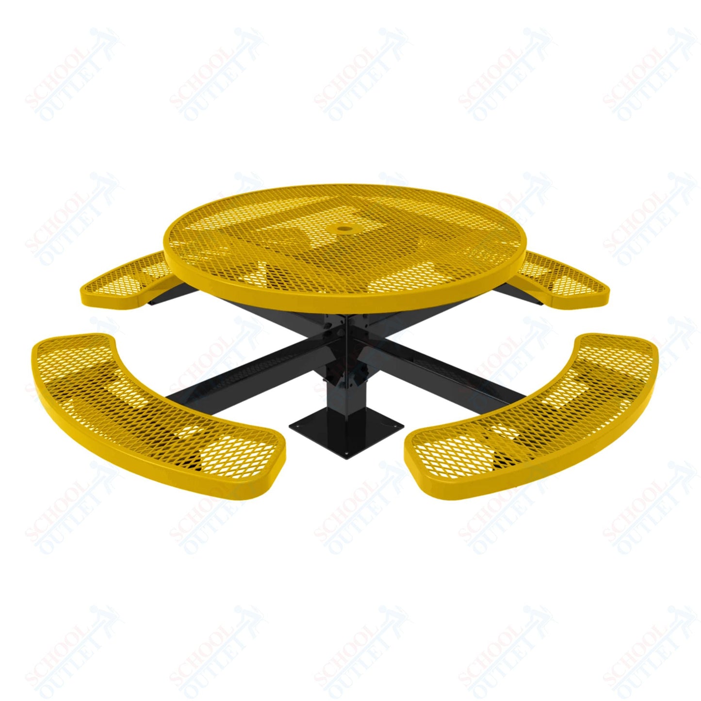 MyTcoat MYT - TRD46 - 13 46" Round Pedestal Picnic Table with Surface Mount (30"H) - SchoolOutlet