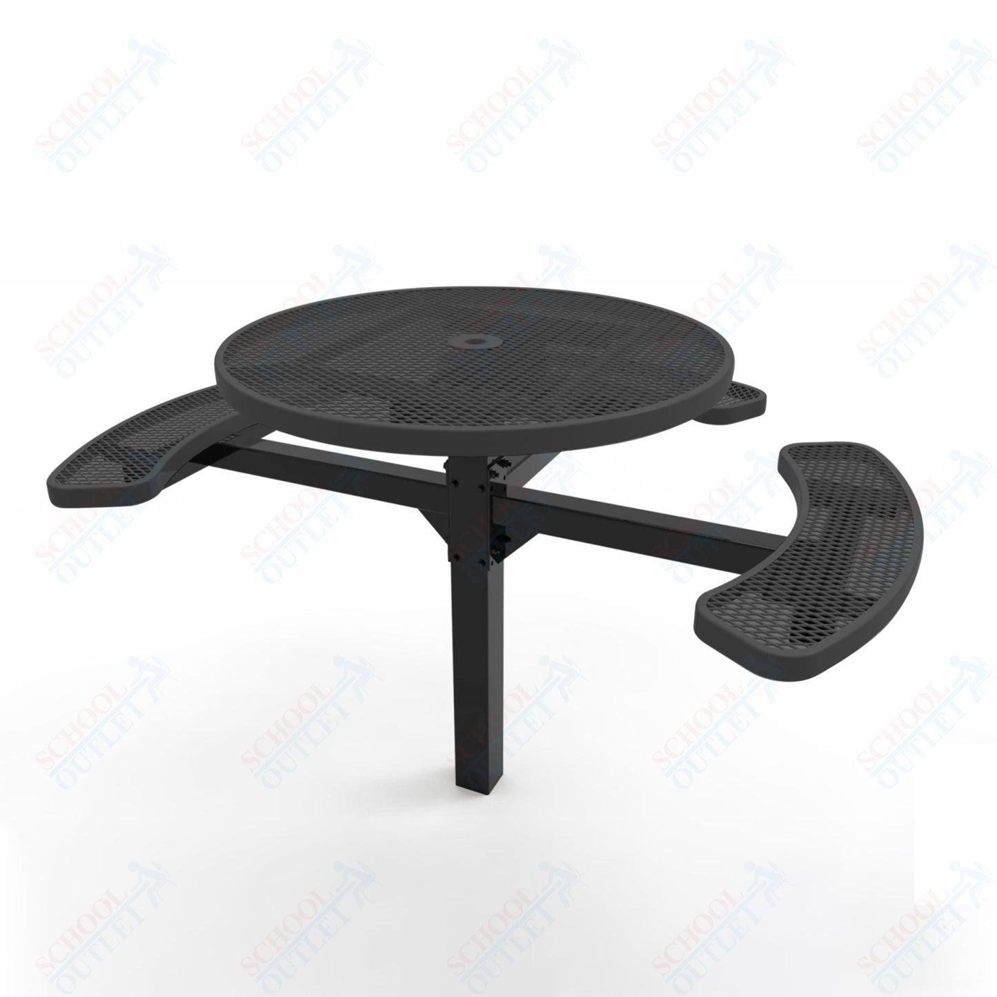 MyTcoat MYT - TRD46 - 14 - 003 46″ Round Pedestal Picnic Table with Inground Mount, 3 Seat and ADA Accessible (30"H) - SchoolOutlet