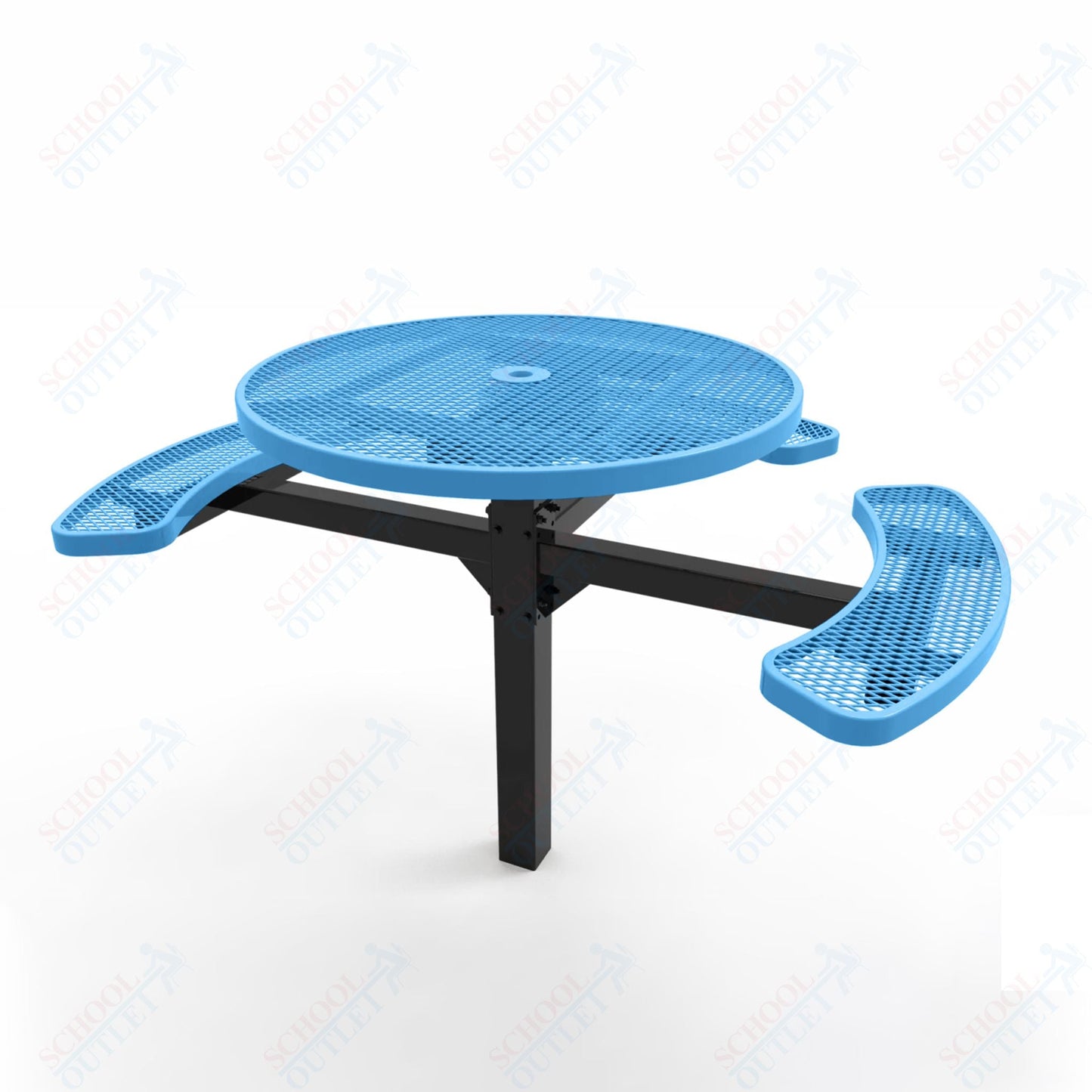 MyTcoat MYT - TRD46 - 14 - 003 46″ Round Pedestal Picnic Table with Inground Mount, 3 Seat and ADA Accessible (30"H) - SchoolOutlet