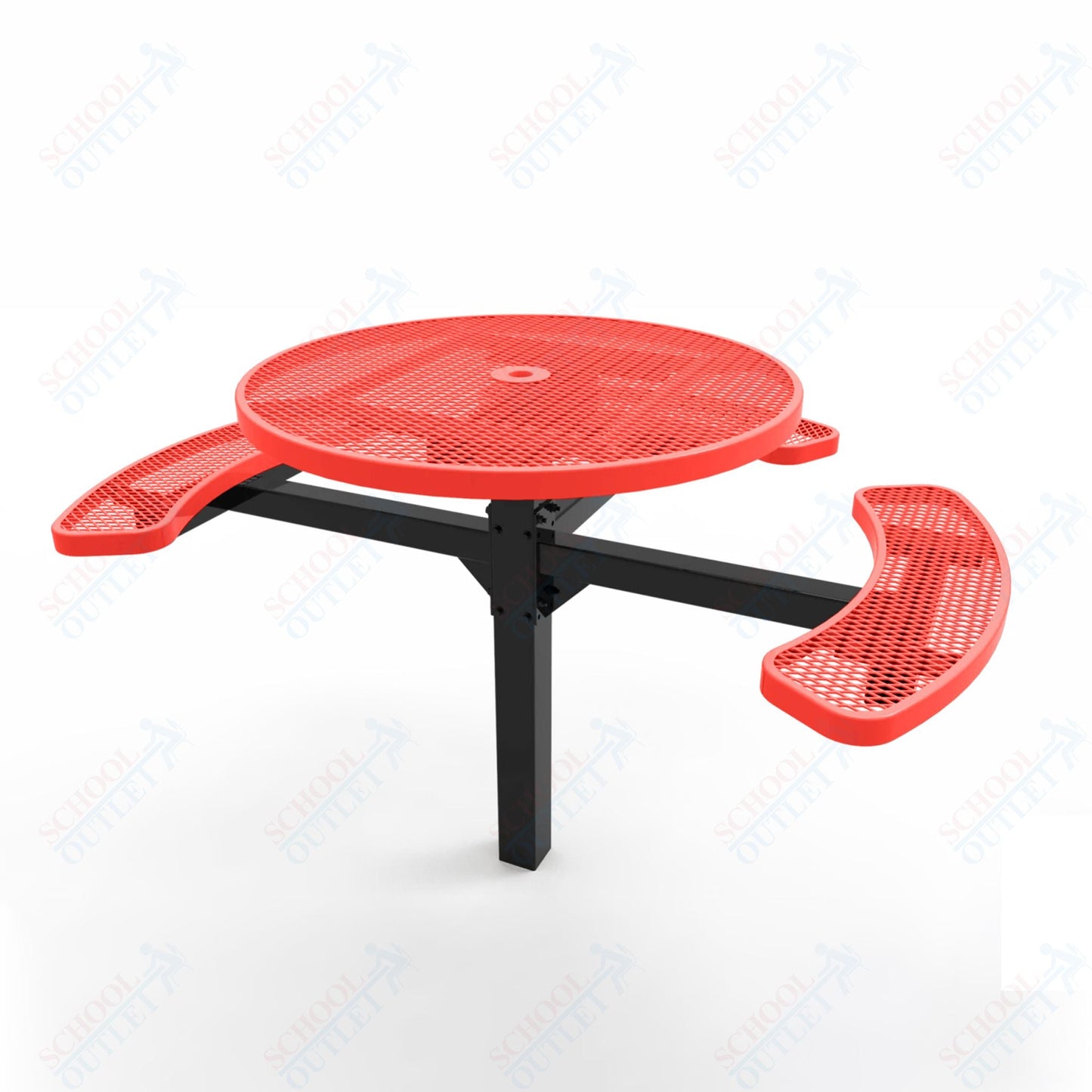 MyTcoat MYT - TRD46 - 14 - 003 46″ Round Pedestal Picnic Table with Inground Mount, 3 Seat and ADA Accessible (30"H) - SchoolOutlet