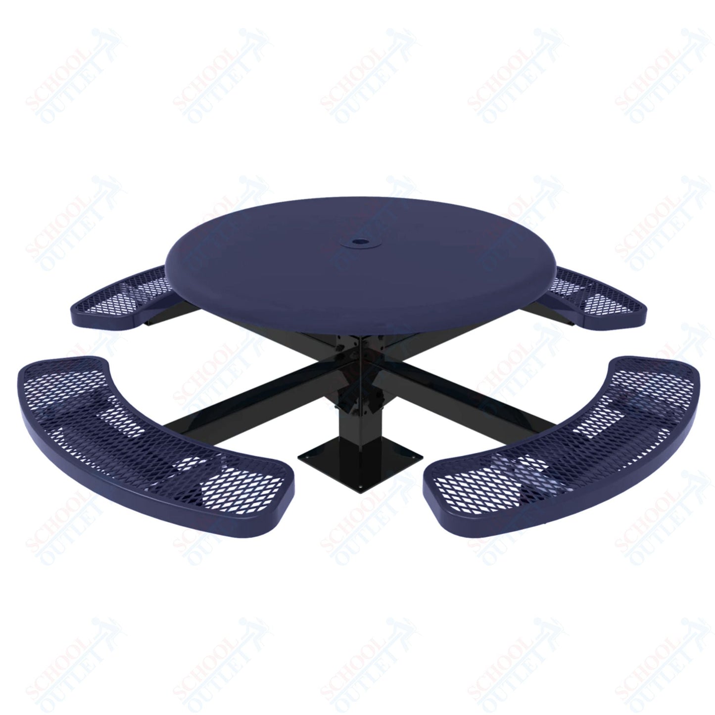 MyTcoat MYT - TRS46 - 12 46″ Round Solid Top Pedestal Picnic Table With Inground Mount (30"H) - SchoolOutlet