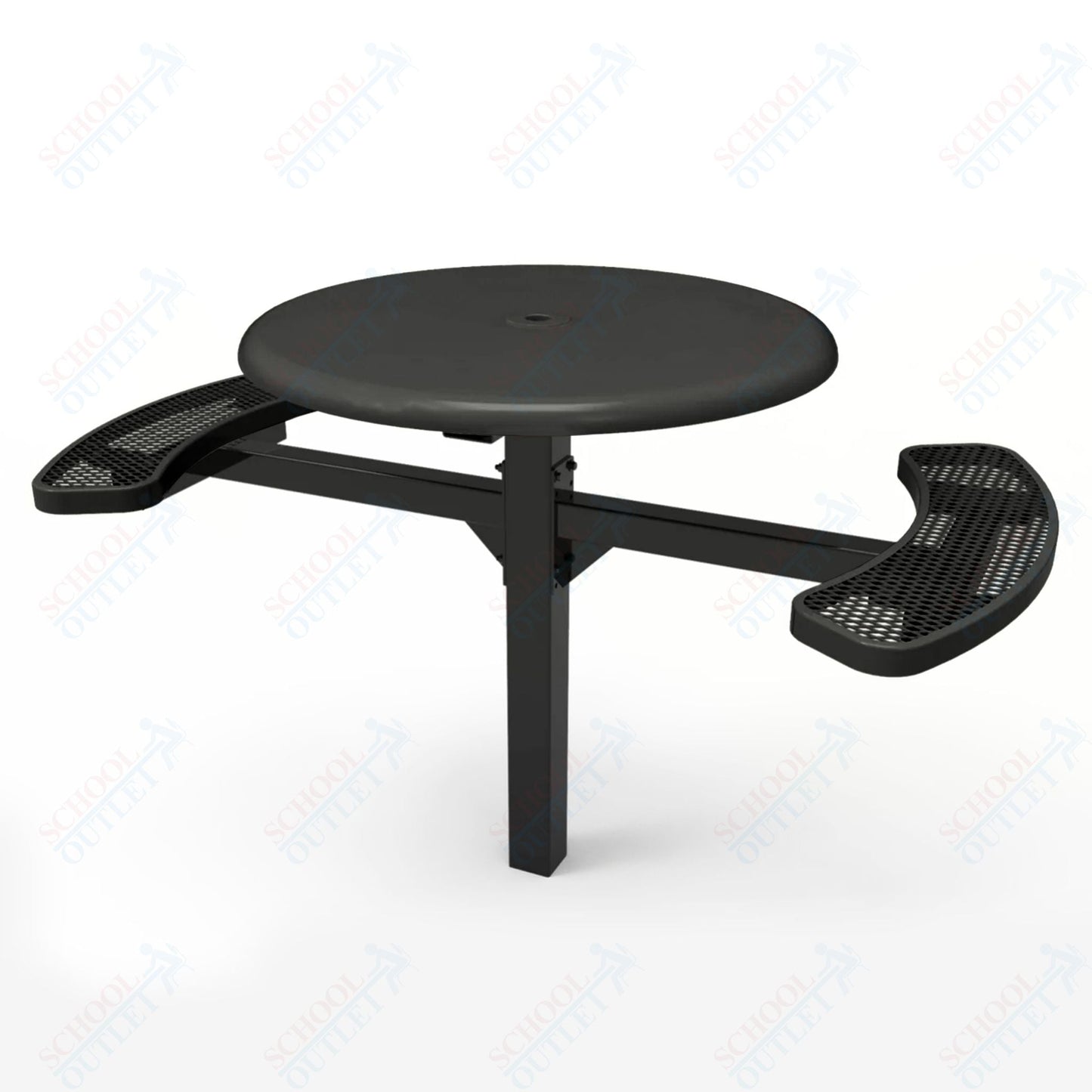 MyTcoat MYT - TRS46 - 16 - 002 46″ Round Solid Top Pedestal Picnic Table with Inground Mount, 2 Seat and Alternate ADA Accessible (30"H) - SchoolOutlet