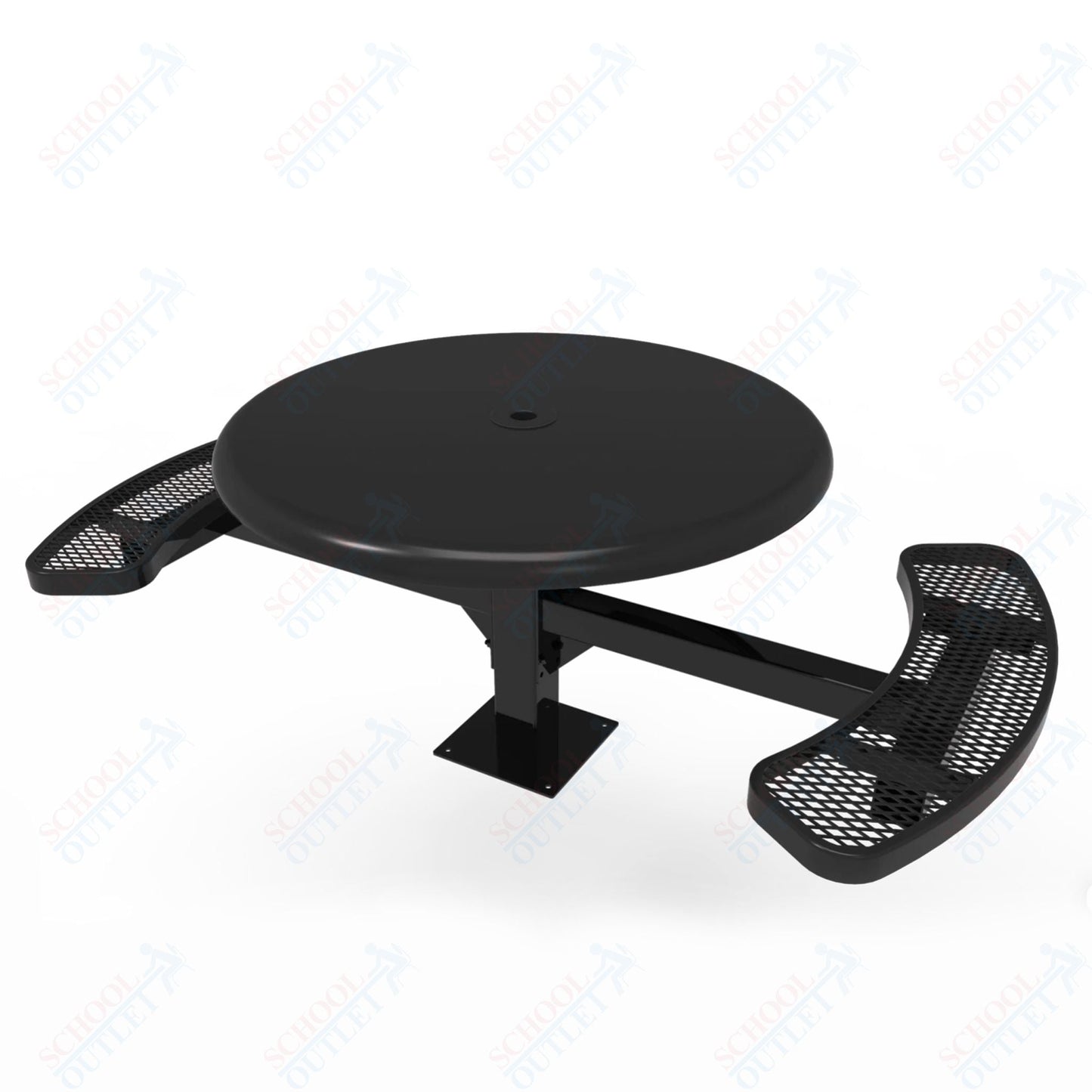 MyTcoat MYT - TRS46 - 17 - 002 46″ Round Solid Top Pedestal Picnic Table with Surface Mount, 2 Seat and Alternate ADA Accessible (30"H) - SchoolOutlet