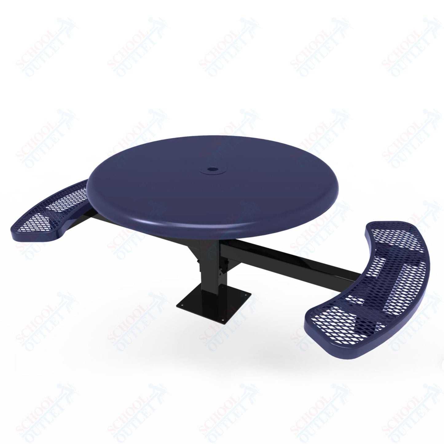MyTcoat MYT - TRS46 - 17 - 002 46″ Round Solid Top Pedestal Picnic Table with Surface Mount, 2 Seat and Alternate ADA Accessible (30"H) - SchoolOutlet