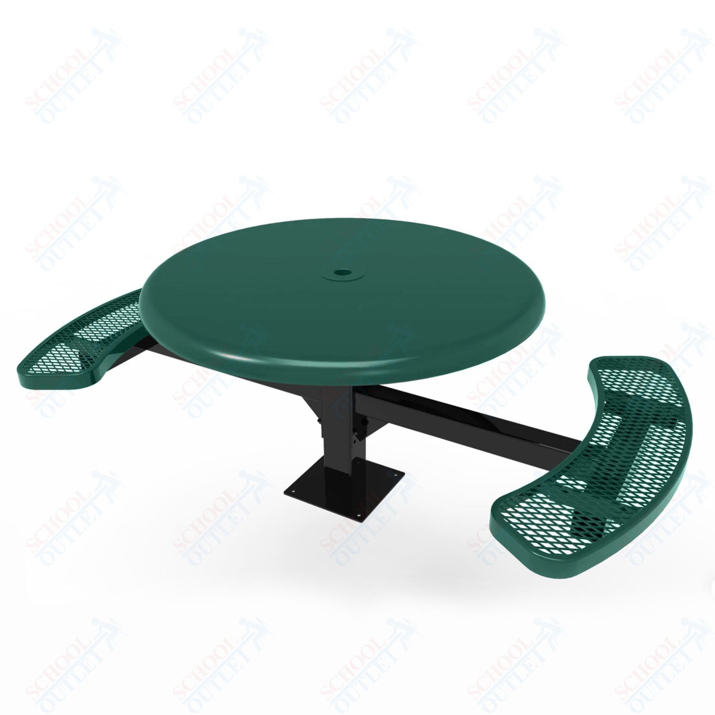 MyTcoat MYT - TRS46 - 17 - 002 46″ Round Solid Top Pedestal Picnic Table with Surface Mount, 2 Seat and Alternate ADA Accessible (30"H) - SchoolOutlet