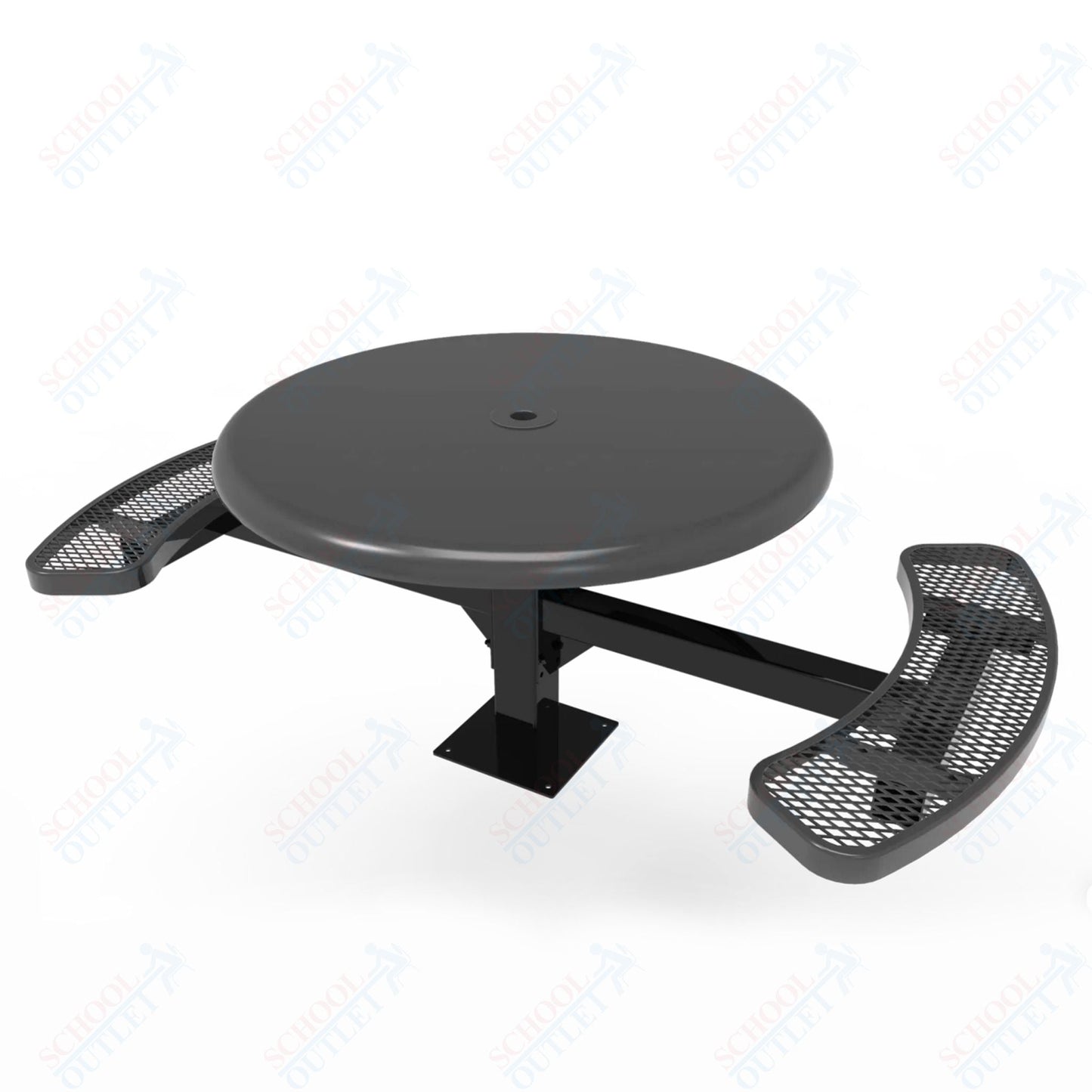 MyTcoat MYT - TRS46 - 17 - 002 46″ Round Solid Top Pedestal Picnic Table with Surface Mount, 2 Seat and Alternate ADA Accessible (30"H) - SchoolOutlet
