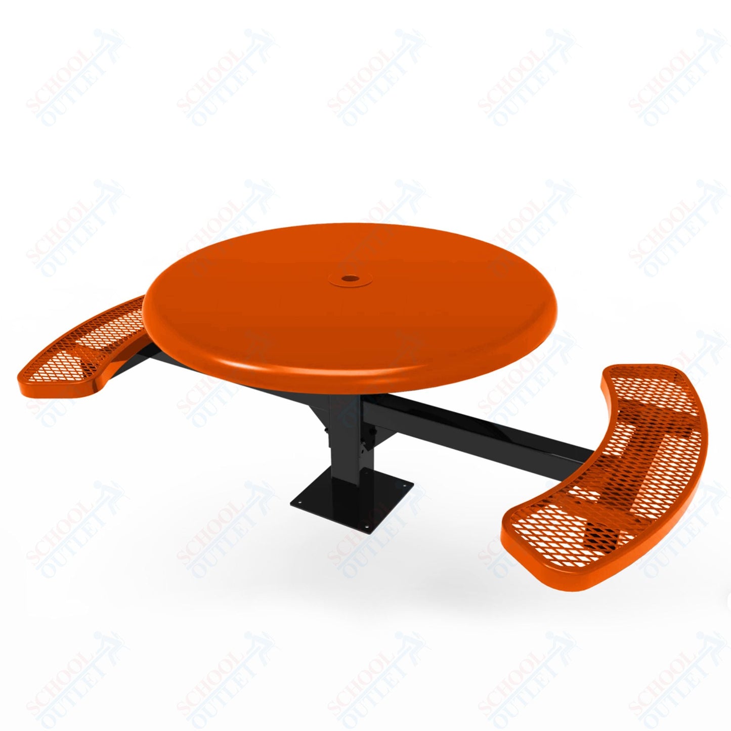 MyTcoat MYT - TRS46 - 17 - 002 46″ Round Solid Top Pedestal Picnic Table with Surface Mount, 2 Seat and Alternate ADA Accessible (30"H) - SchoolOutlet