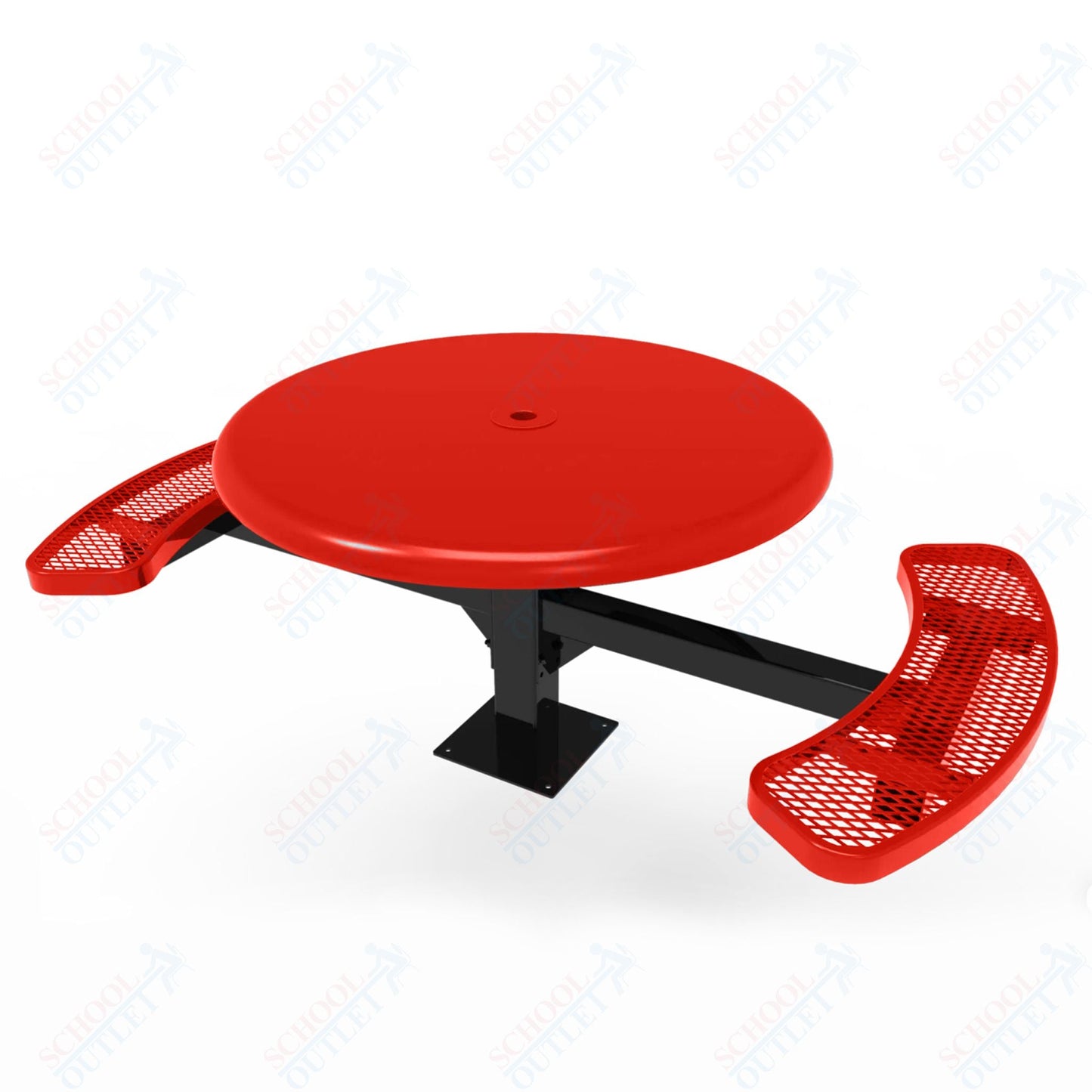 MyTcoat MYT - TRS46 - 17 - 002 46″ Round Solid Top Pedestal Picnic Table with Surface Mount, 2 Seat and Alternate ADA Accessible (30"H) - SchoolOutlet