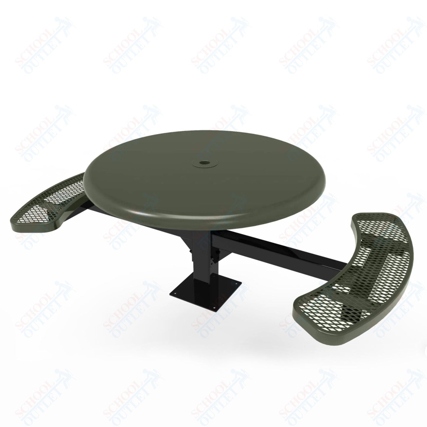 MyTcoat MYT - TRS46 - 17 - 002 46″ Round Solid Top Pedestal Picnic Table with Surface Mount, 2 Seat and Alternate ADA Accessible (30"H) - SchoolOutlet