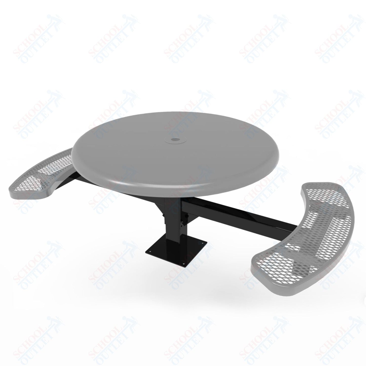 MyTcoat MYT - TRS46 - 17 - 002 46″ Round Solid Top Pedestal Picnic Table with Surface Mount, 2 Seat and Alternate ADA Accessible (30"H) - SchoolOutlet