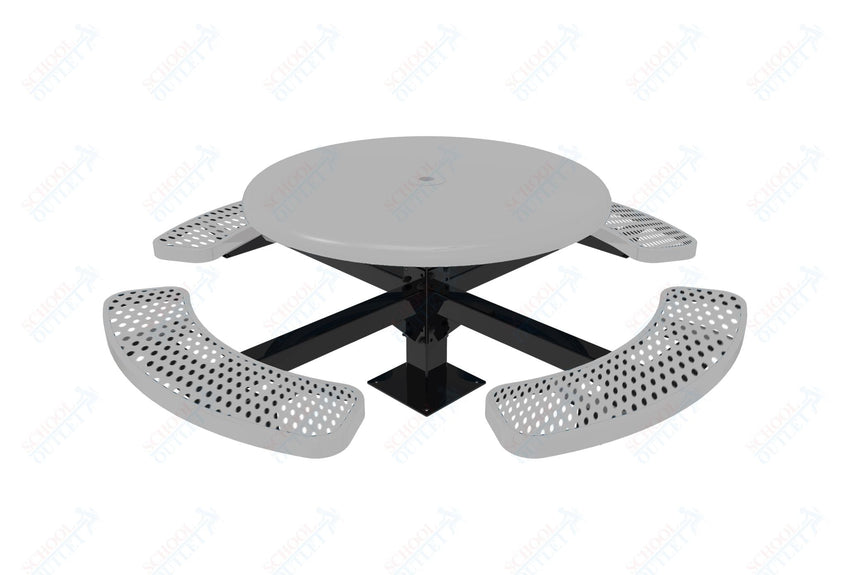 MyTcoat MYT - TRS46 - 12 46″ Round Solid Top Pedestal Picnic Table With Inground Mount (30"H) - SchoolOutlet