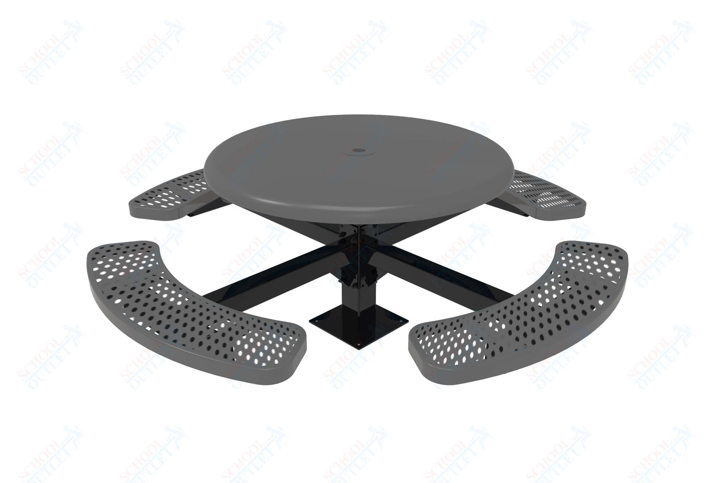 MyTcoat MYT - TRS46 - 13 46″ Round Solid Top Pedestal Picnic Table With Surface Mount (30"H) - SchoolOutlet