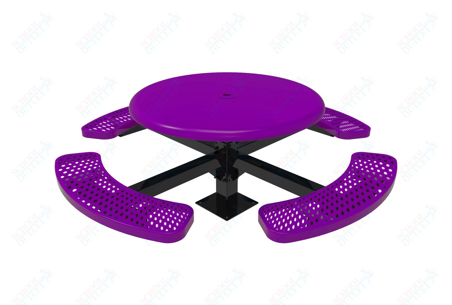 MyTcoat MYT - TRS46 - 13 46″ Round Solid Top Pedestal Picnic Table With Surface Mount (30"H) - SchoolOutlet