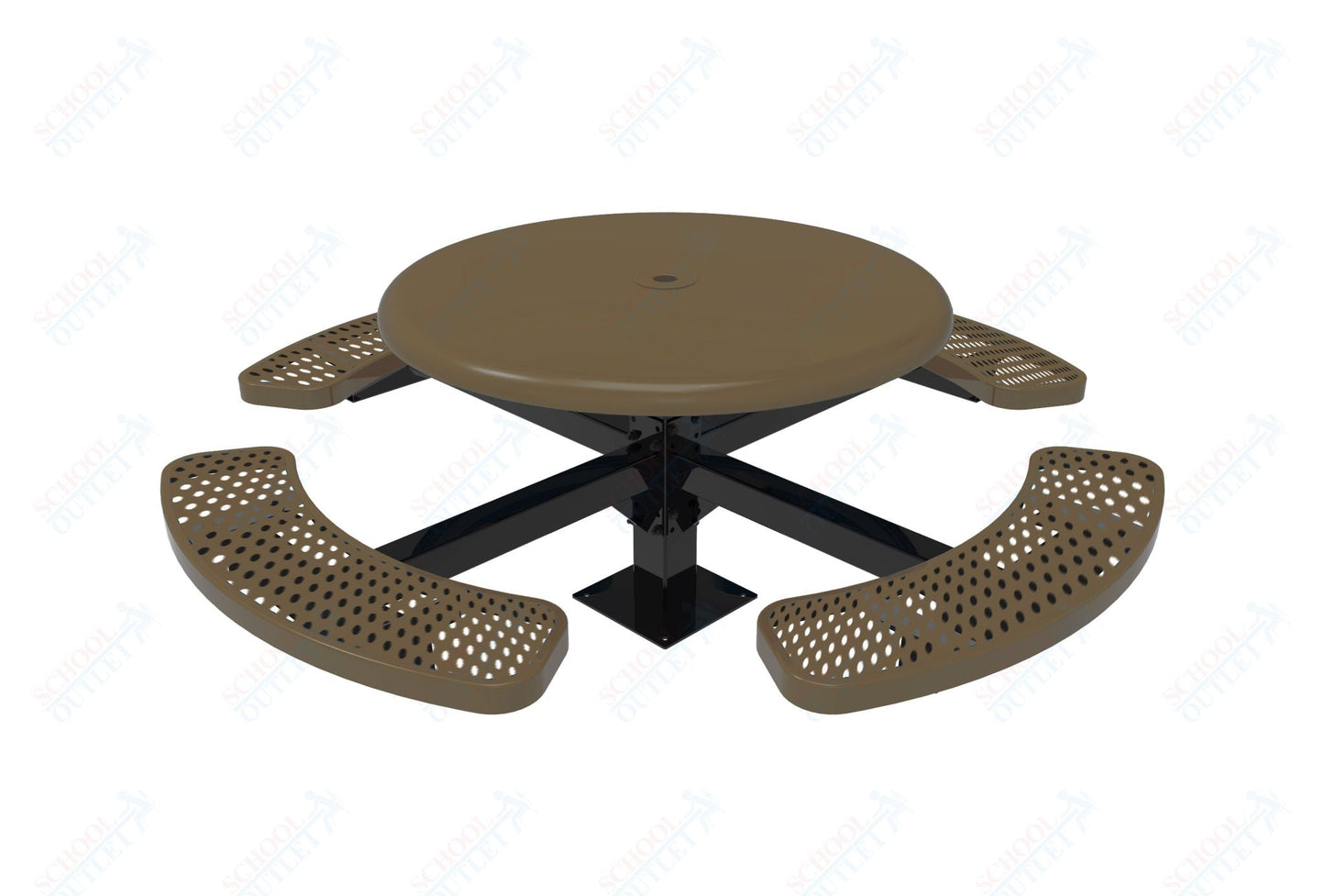 MyTcoat MYT - TRS46 - 13 46″ Round Solid Top Pedestal Picnic Table With Surface Mount (30"H) - SchoolOutlet