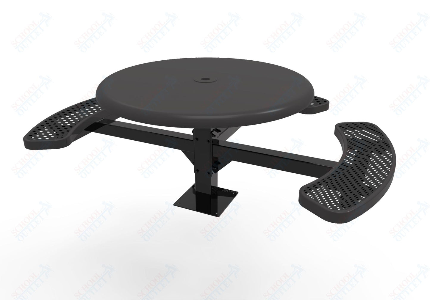 MyTcoat MYT - TRS46 - 15 - 003 46″ Round Solid Top Pedestal Picnic Table with Surface Mount, 3 Seat and ADA Accessible (30"H) - SchoolOutlet
