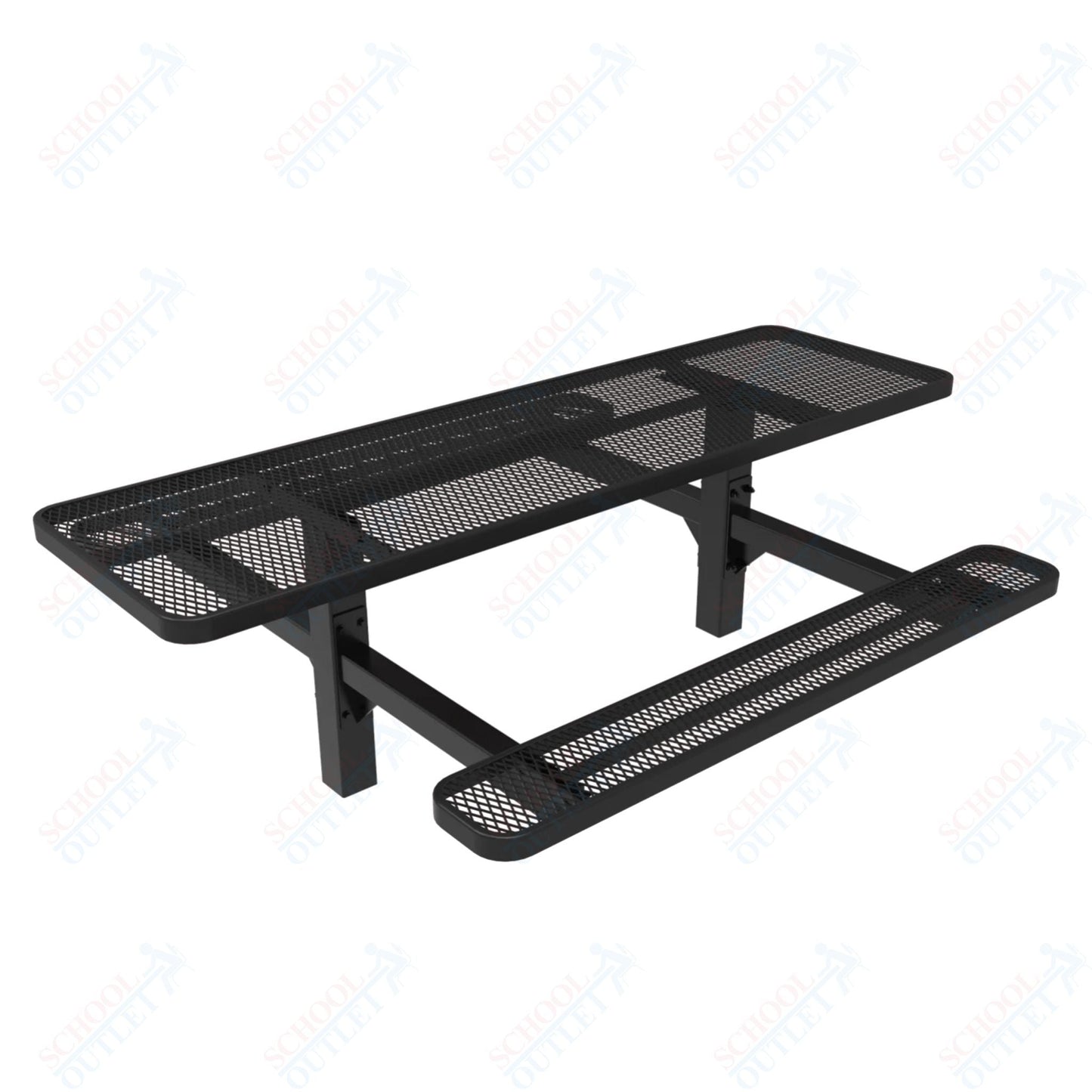 MyTcoat MYT - TRT08 - 08 - 002 8' Rectangular Double Pedestal Picnic Table with Inground Mount and Alternate ADA Accessible (96"W x 75.5"D x 30"H) - SchoolOutlet