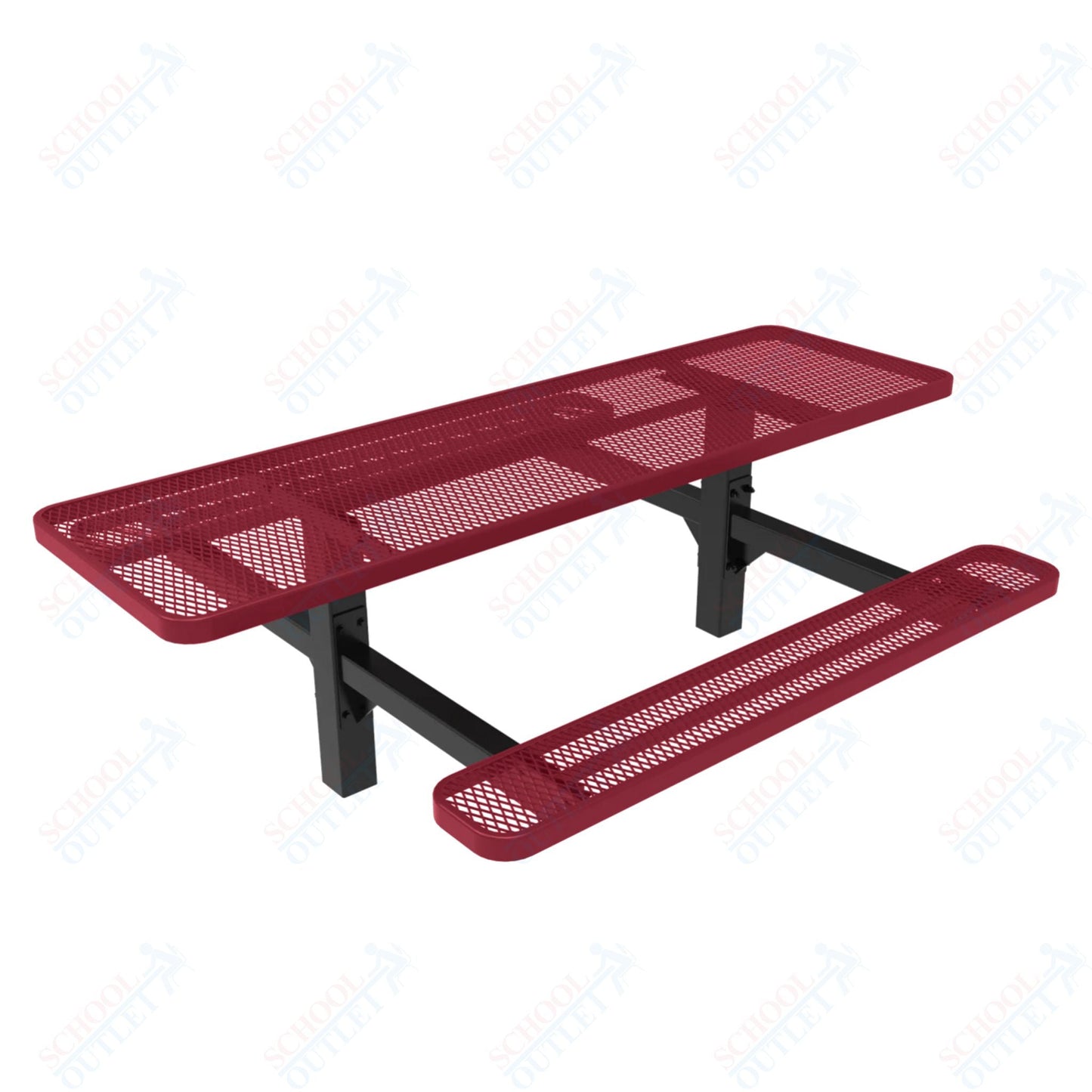 MyTcoat MYT - TRT08 - 08 - 002 8' Rectangular Double Pedestal Picnic Table with Inground Mount and Alternate ADA Accessible (96"W x 75.5"D x 30"H) - SchoolOutlet